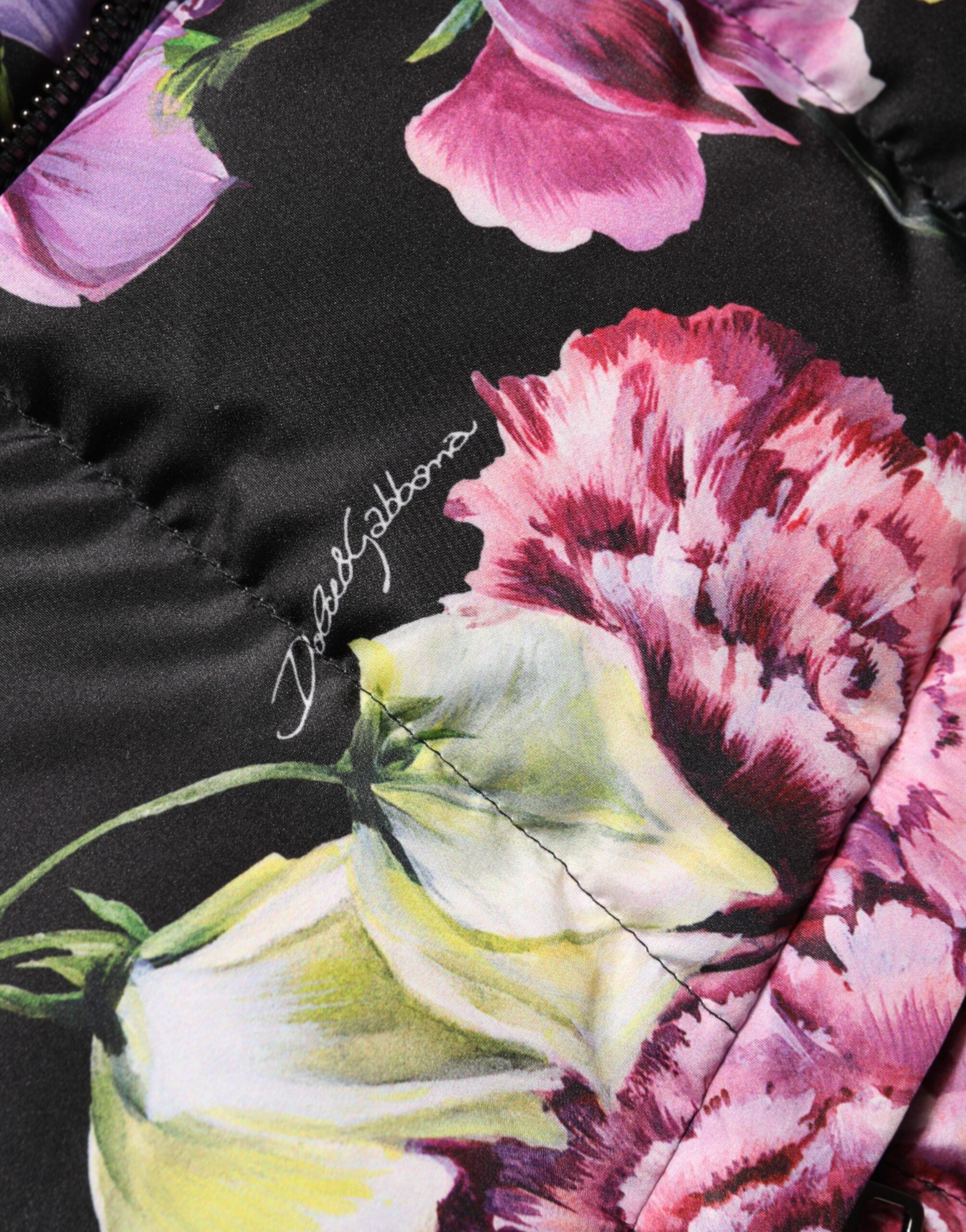 Multicolor Floral Hooded Puffer Quilted Jacket - ventzia