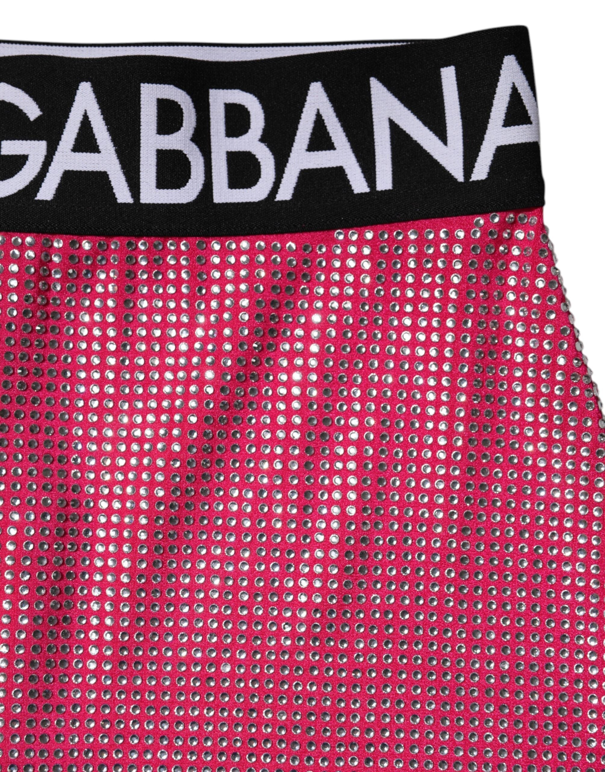 Pink Rhinestone Embellished Logo Mini Skirt - ventzia