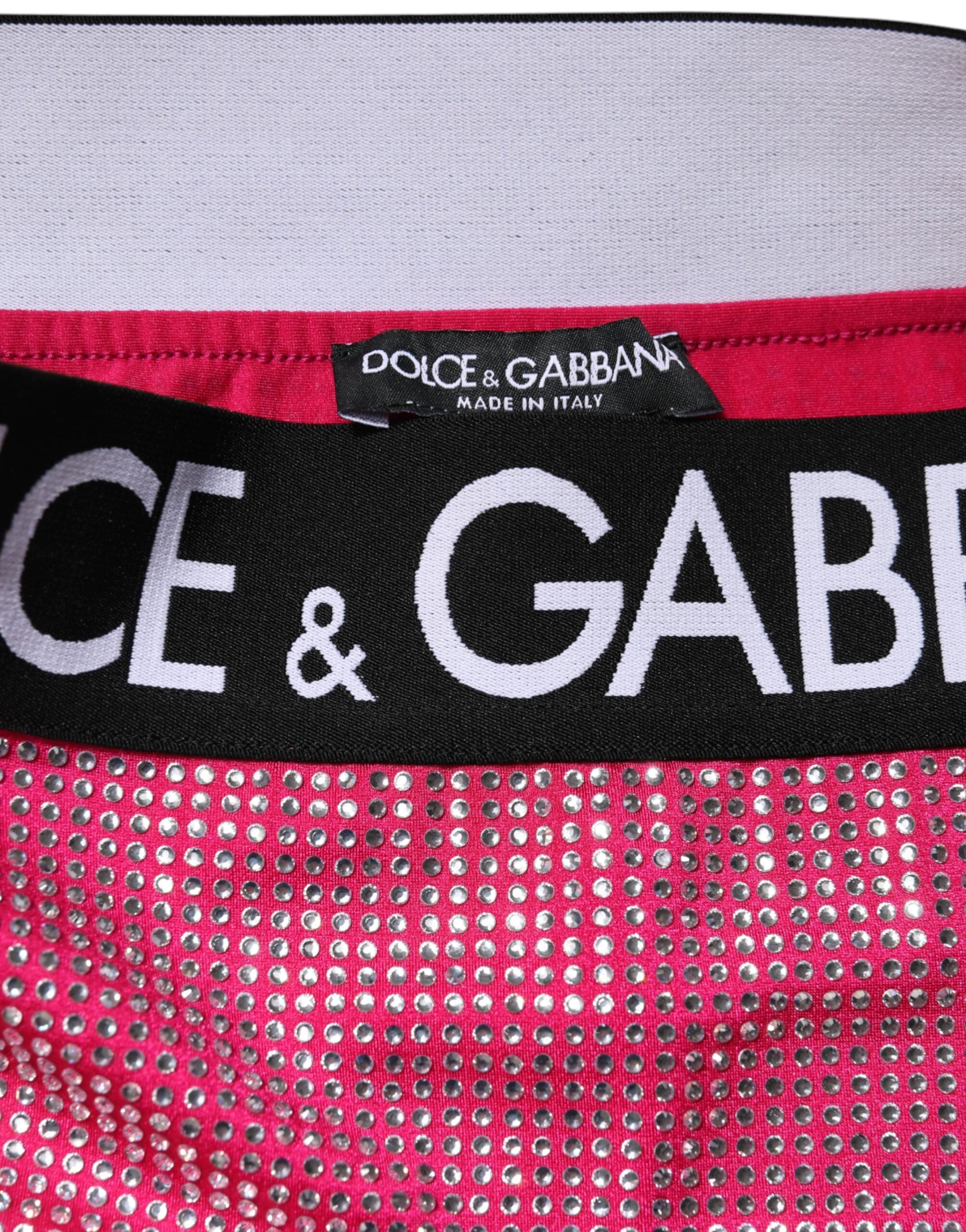 Pink Rhinestone Embellished Logo Mini Skirt - ventzia
