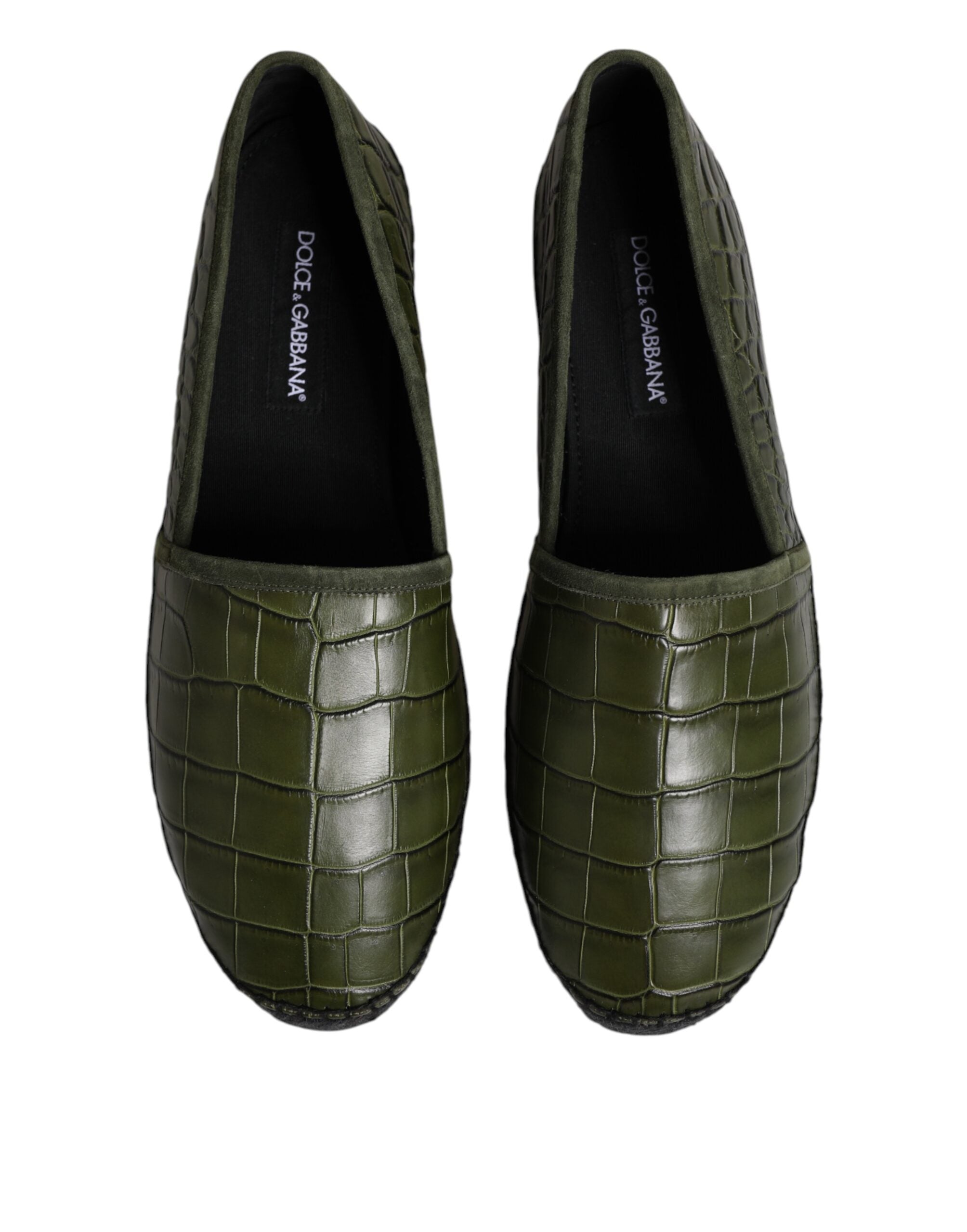 Green Exotic Leather Espadrilles Slip On Shoes - ventzia