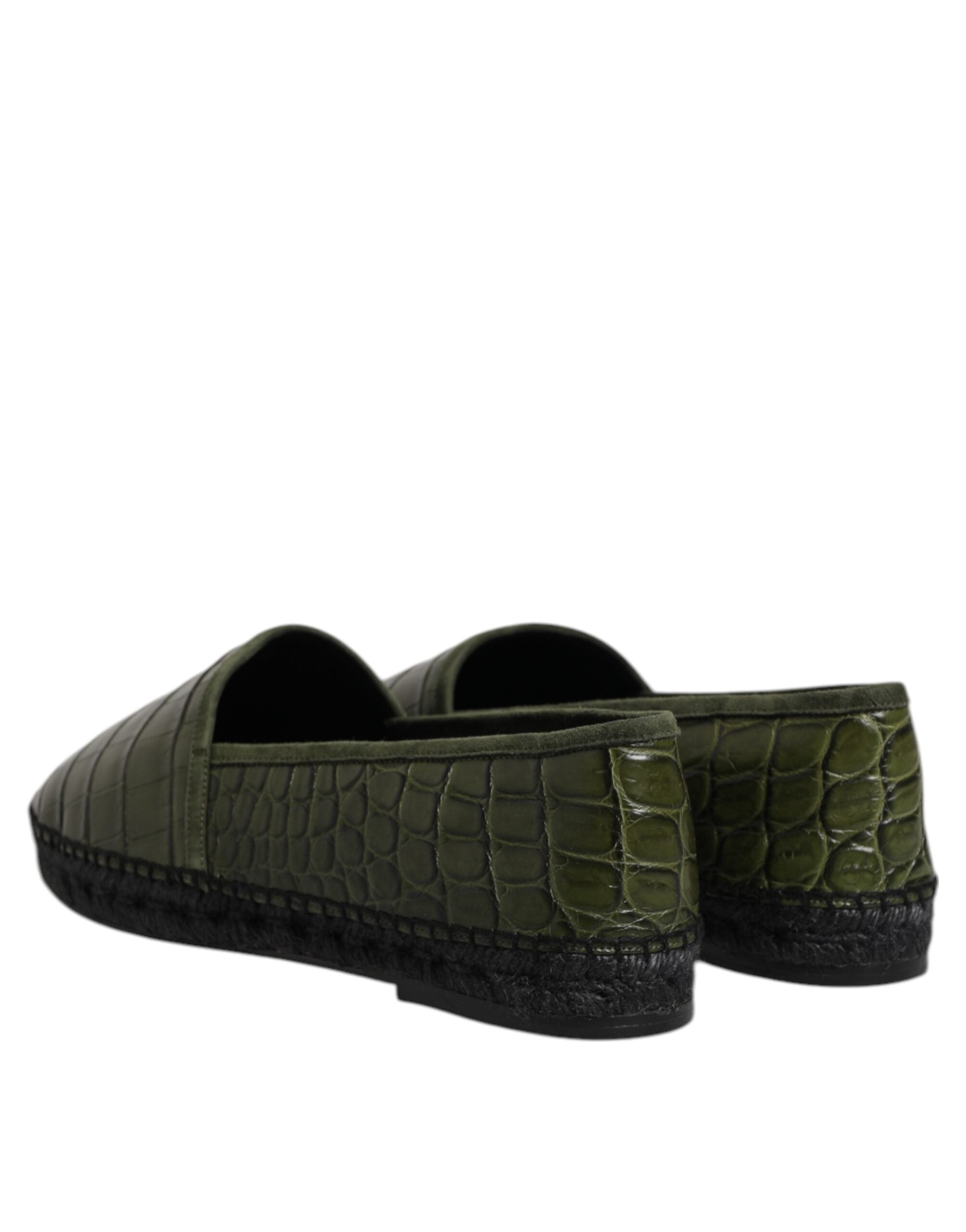 Green Exotic Leather Espadrilles Slip On Shoes - ventzia