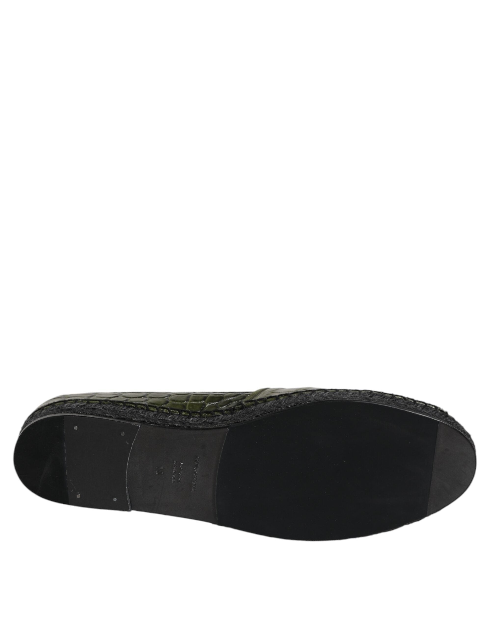 Green Exotic Leather Espadrilles Slip On Shoes - ventzia