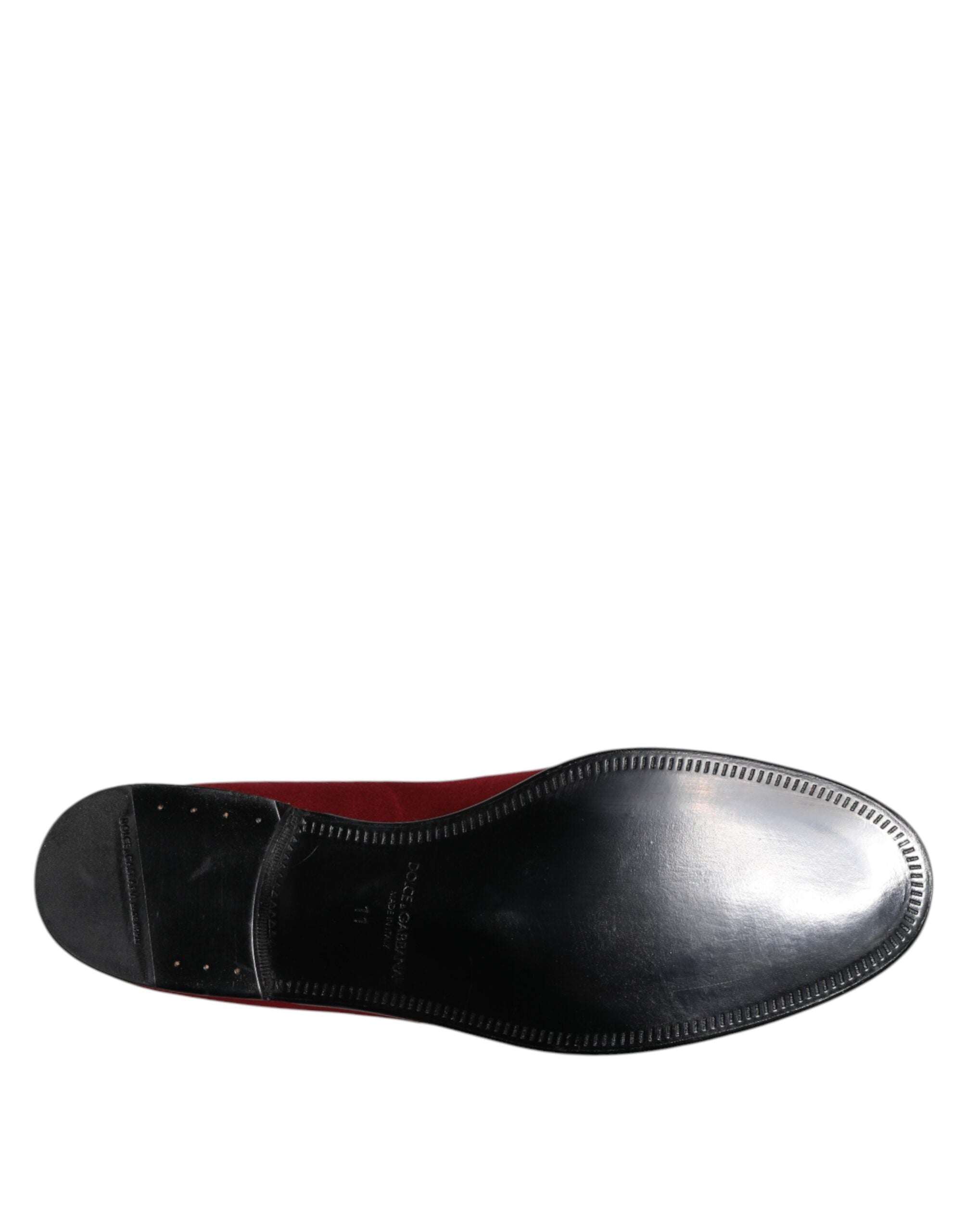 Red Velvet Slip On Loafers Formal Shoes - ventzia