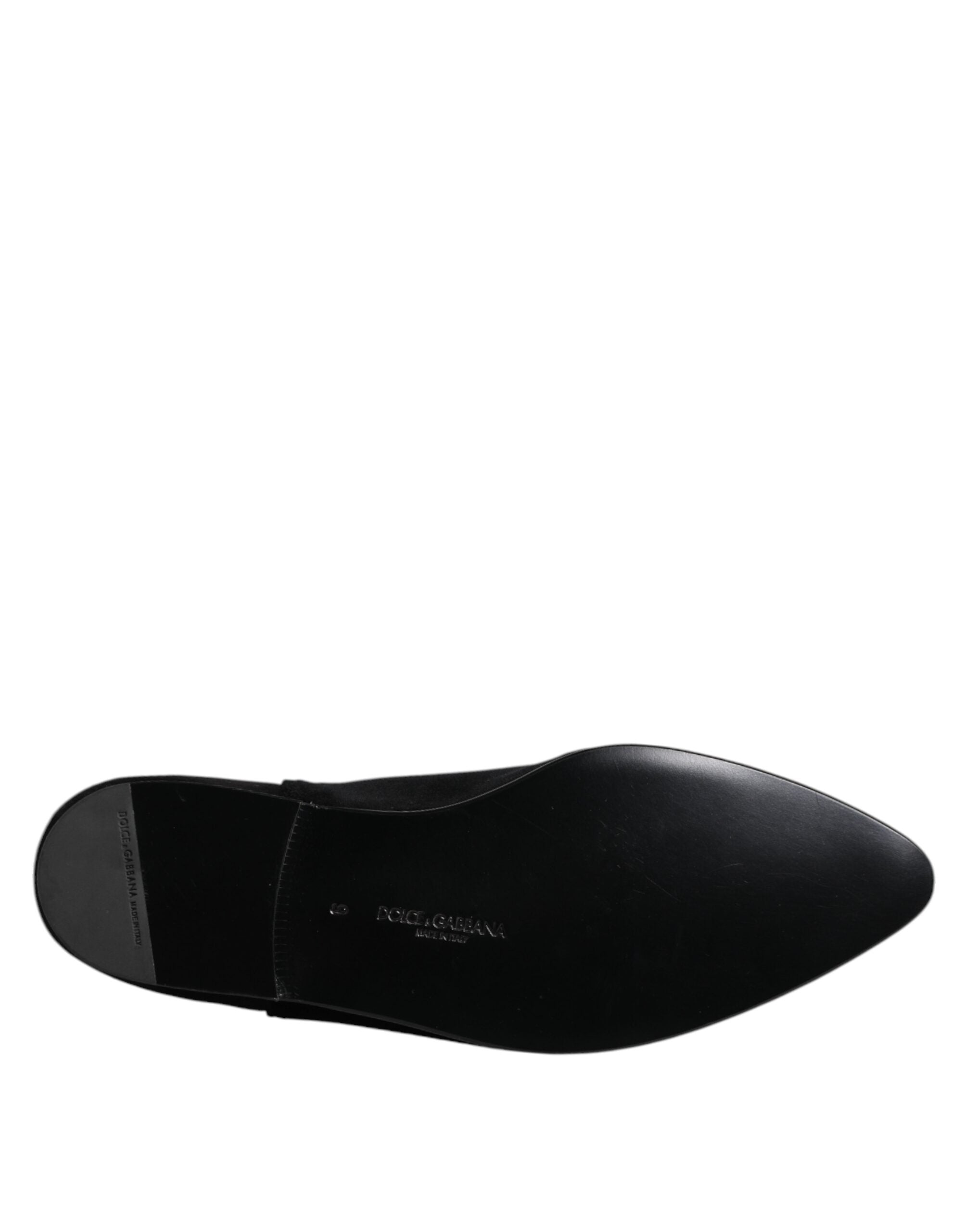 Black Velvet Embellished Loafer Slip On Shoes - ventzia