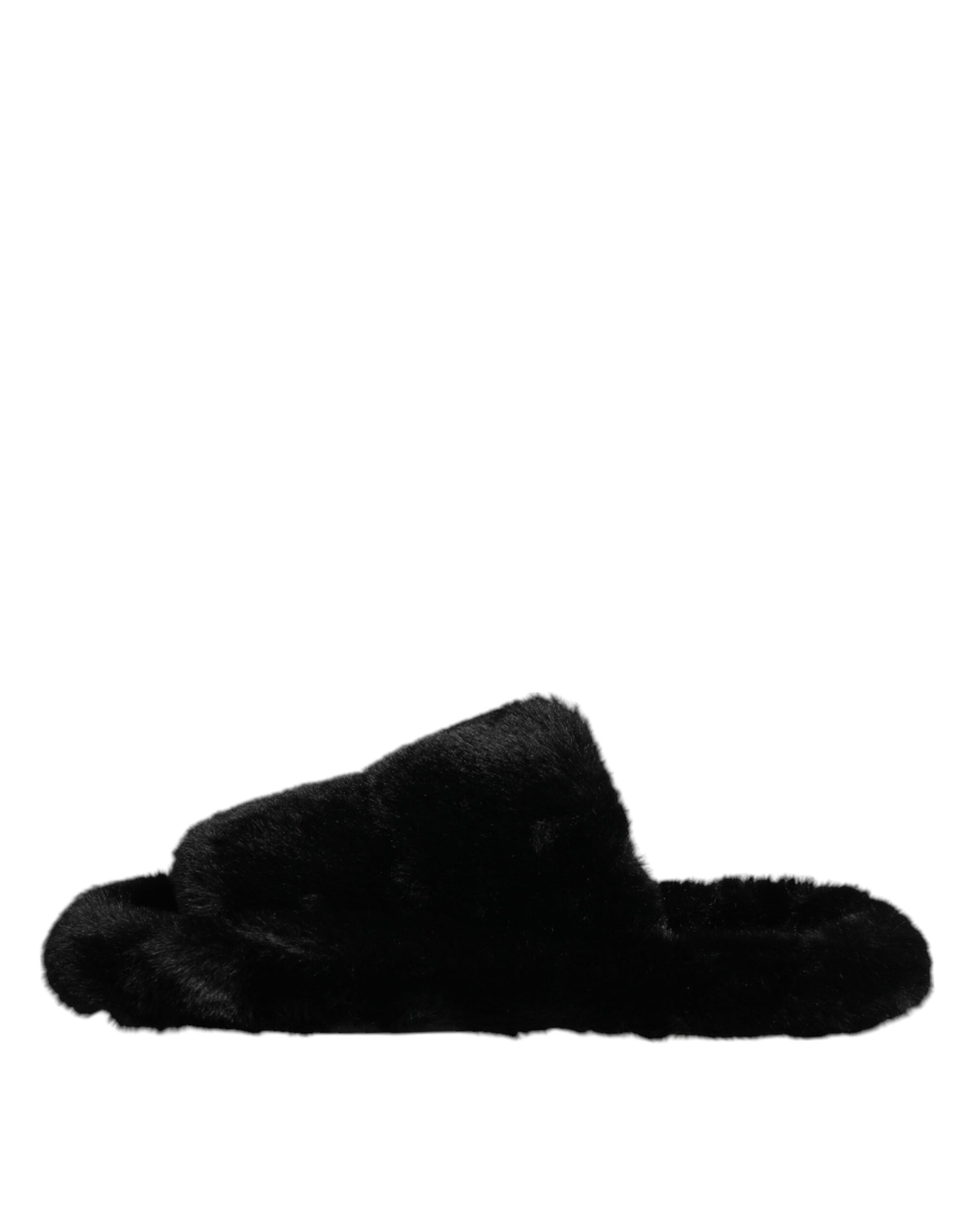 Black Polyester Velvet Slides Slipper Shoes - ventzia