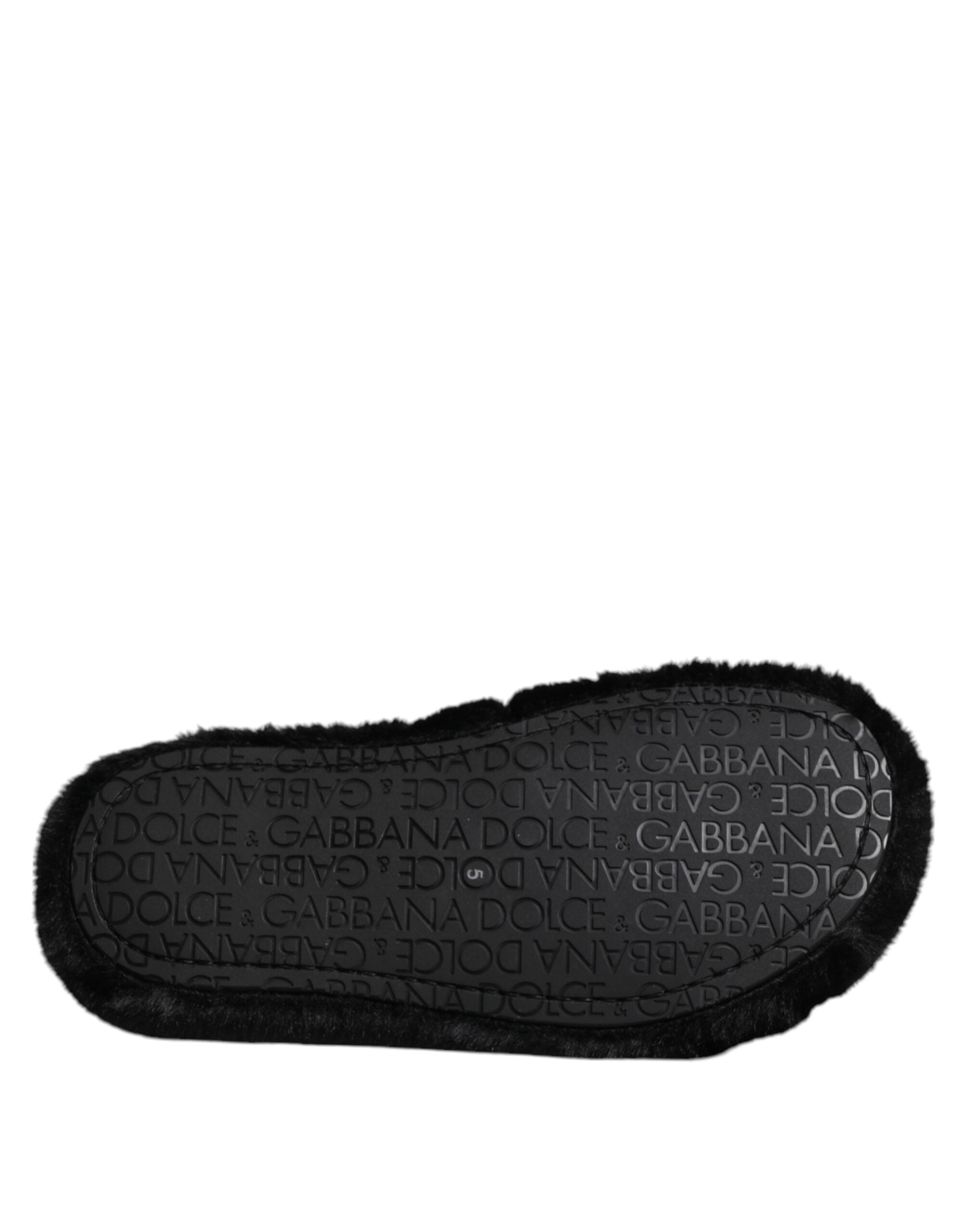 Black Polyester Velvet Slides Slipper Shoes - ventzia