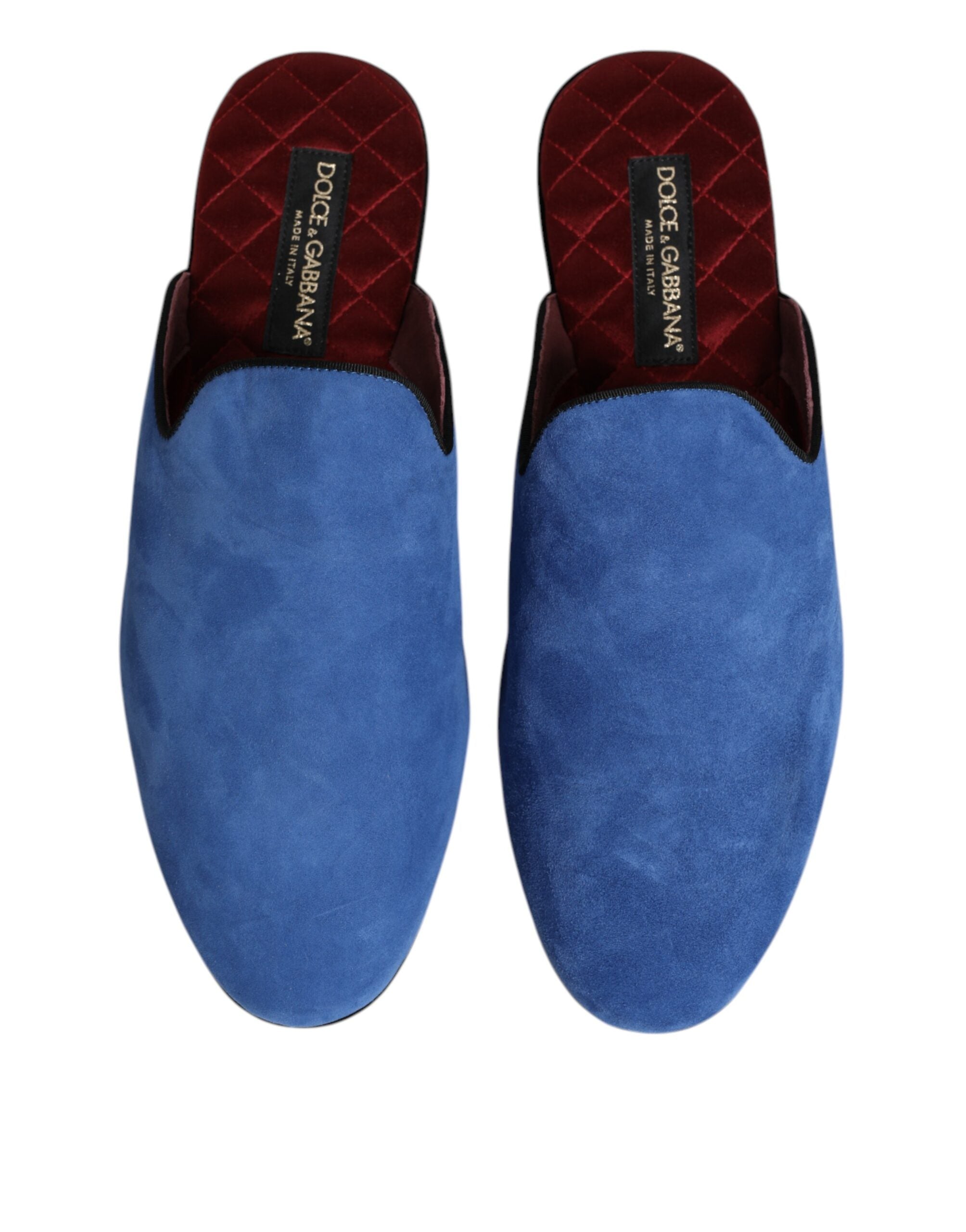 Blue Suede Capra Slides Flat Slipper Shoes - ventzia