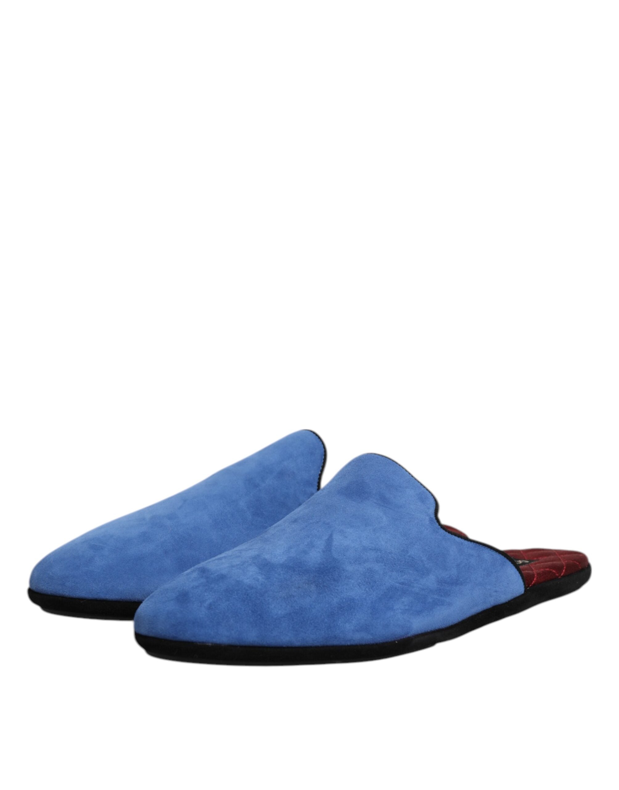 Blue Suede Capra Slides Flat Slipper Shoes - ventzia