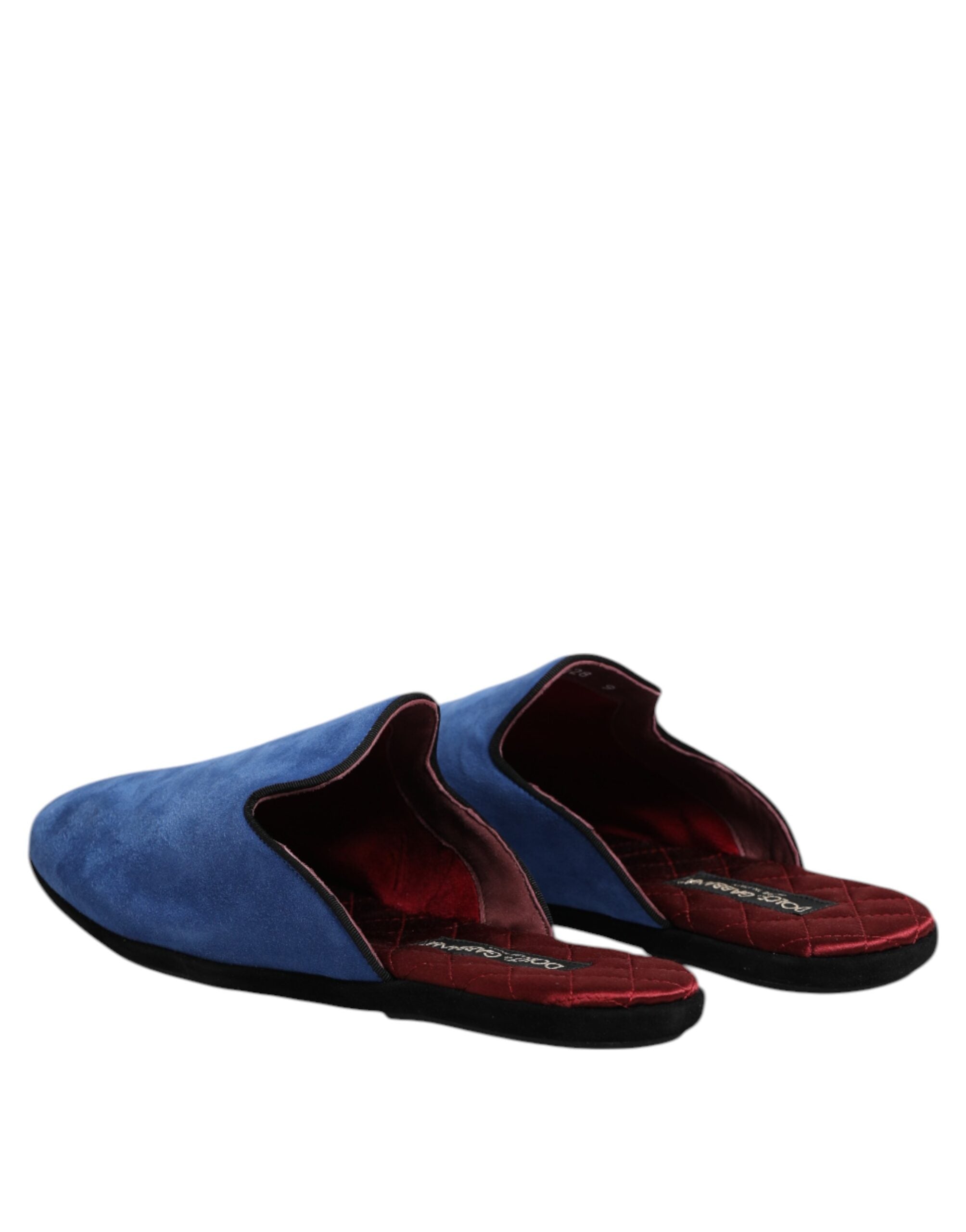 Blue Suede Capra Slides Flat Slipper Shoes - ventzia