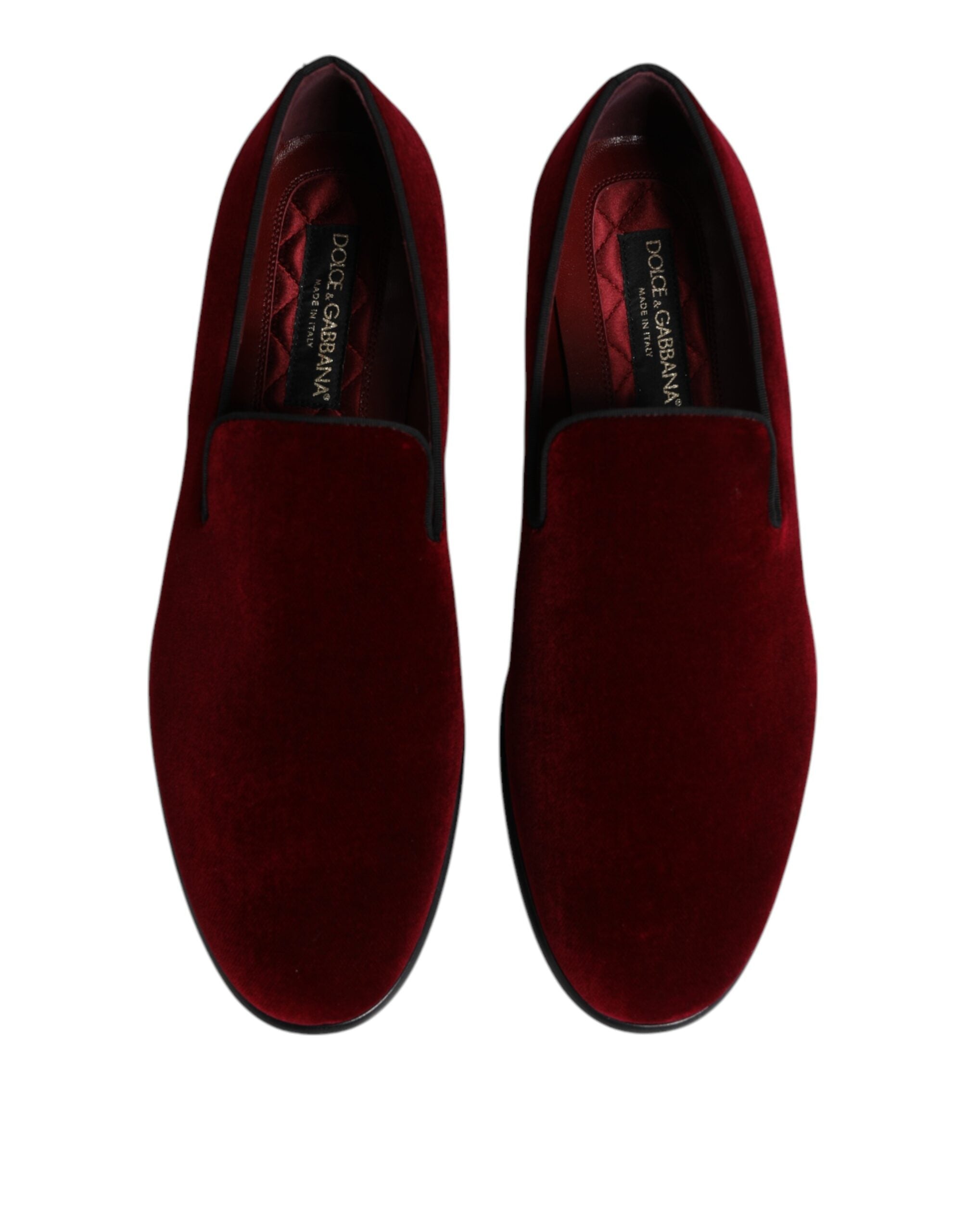 Red Cotton Velvet Slip On Loafers Formal Shoes - ventzia