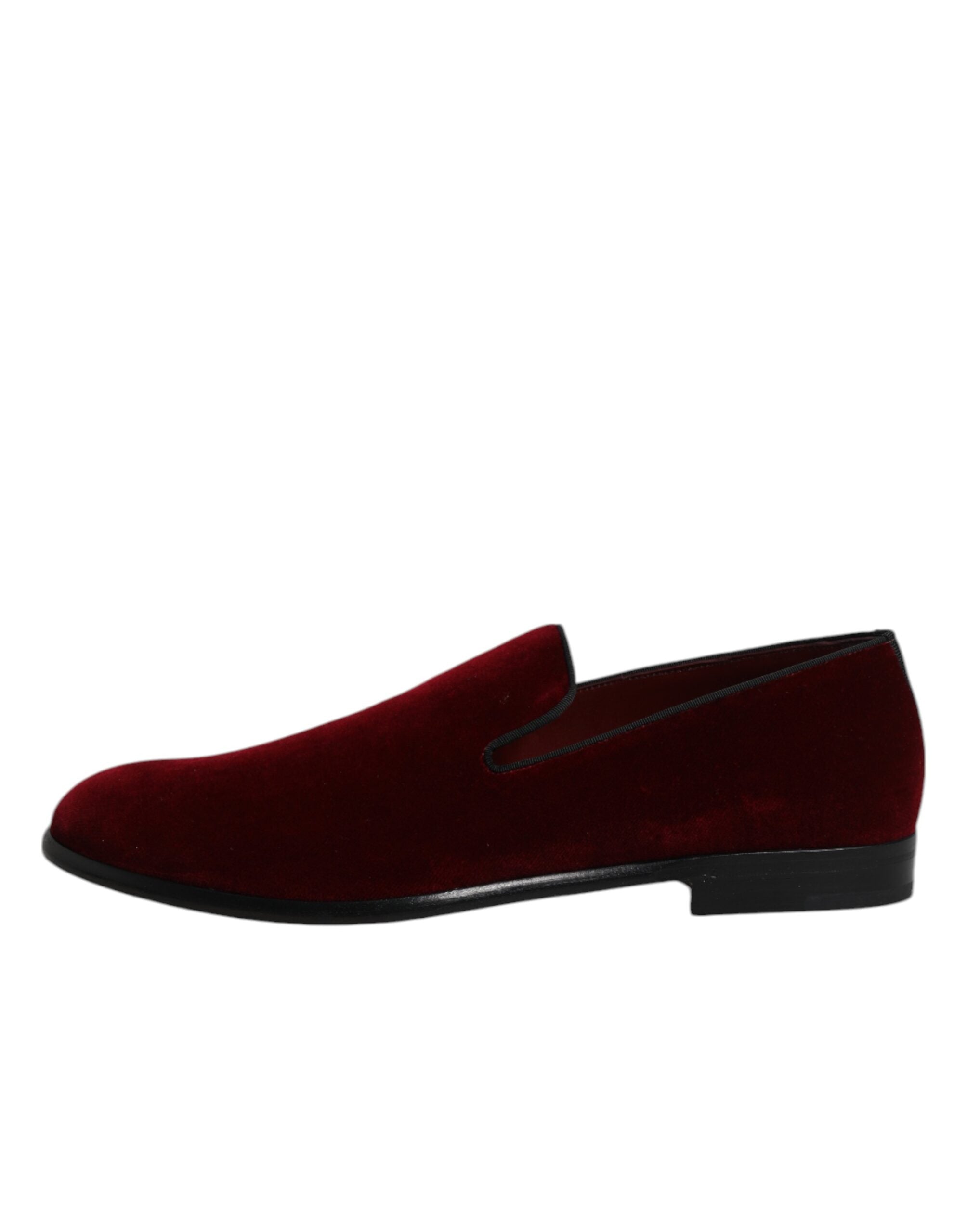 Red Cotton Velvet Slip On Loafers Formal Shoes - ventzia