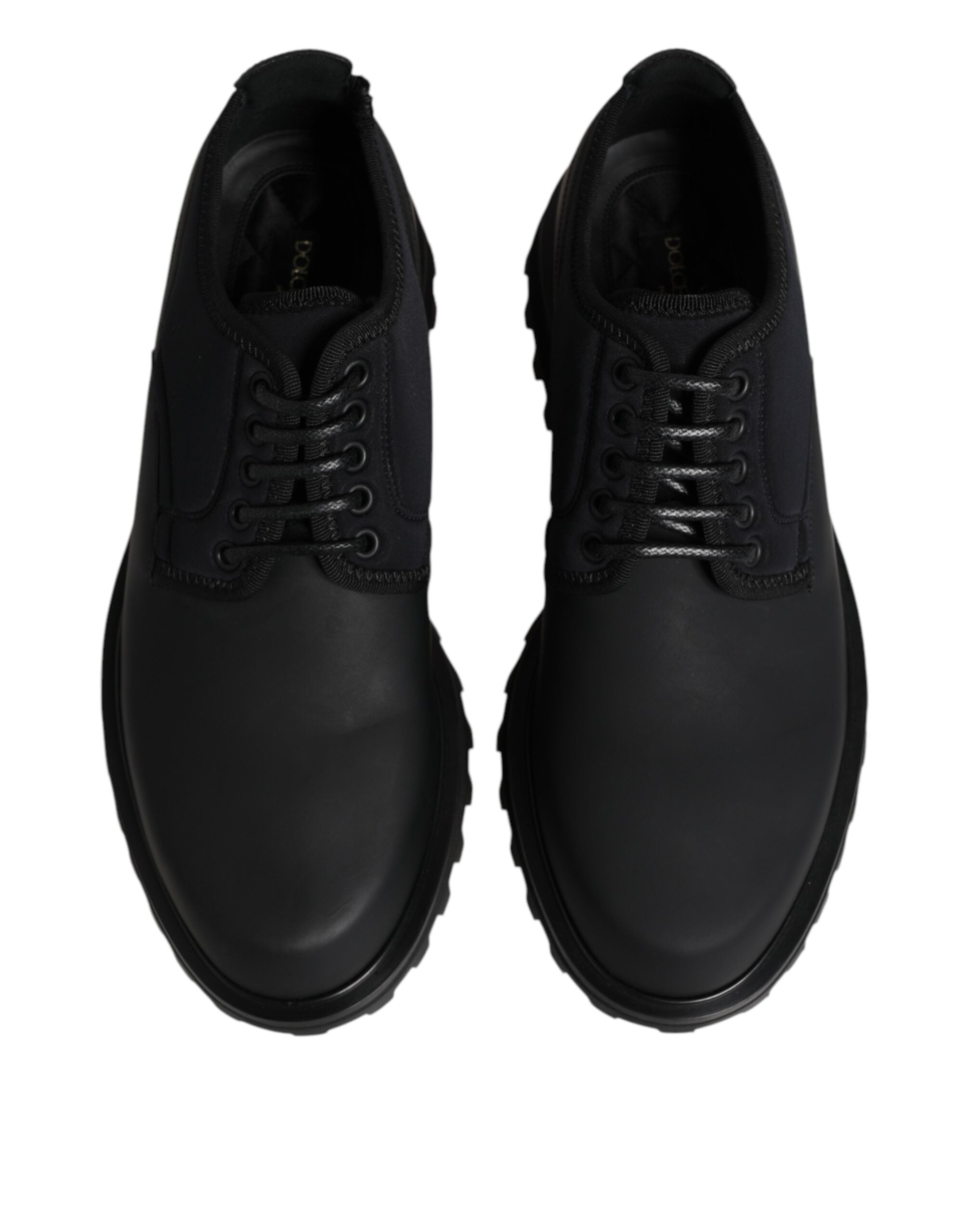 Black Leather Lace Up Trekking Dress Shoes - ventzia