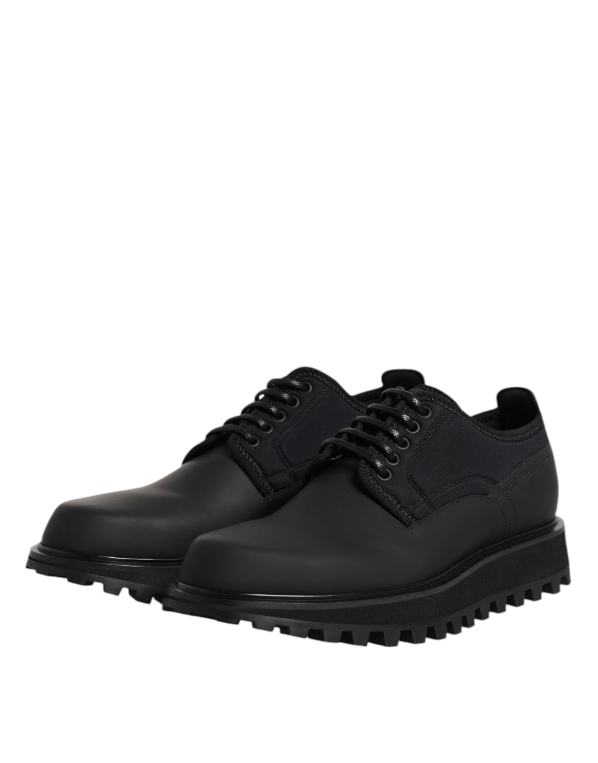 Black Leather Lace Up Trekking Dress Shoes - ventzia