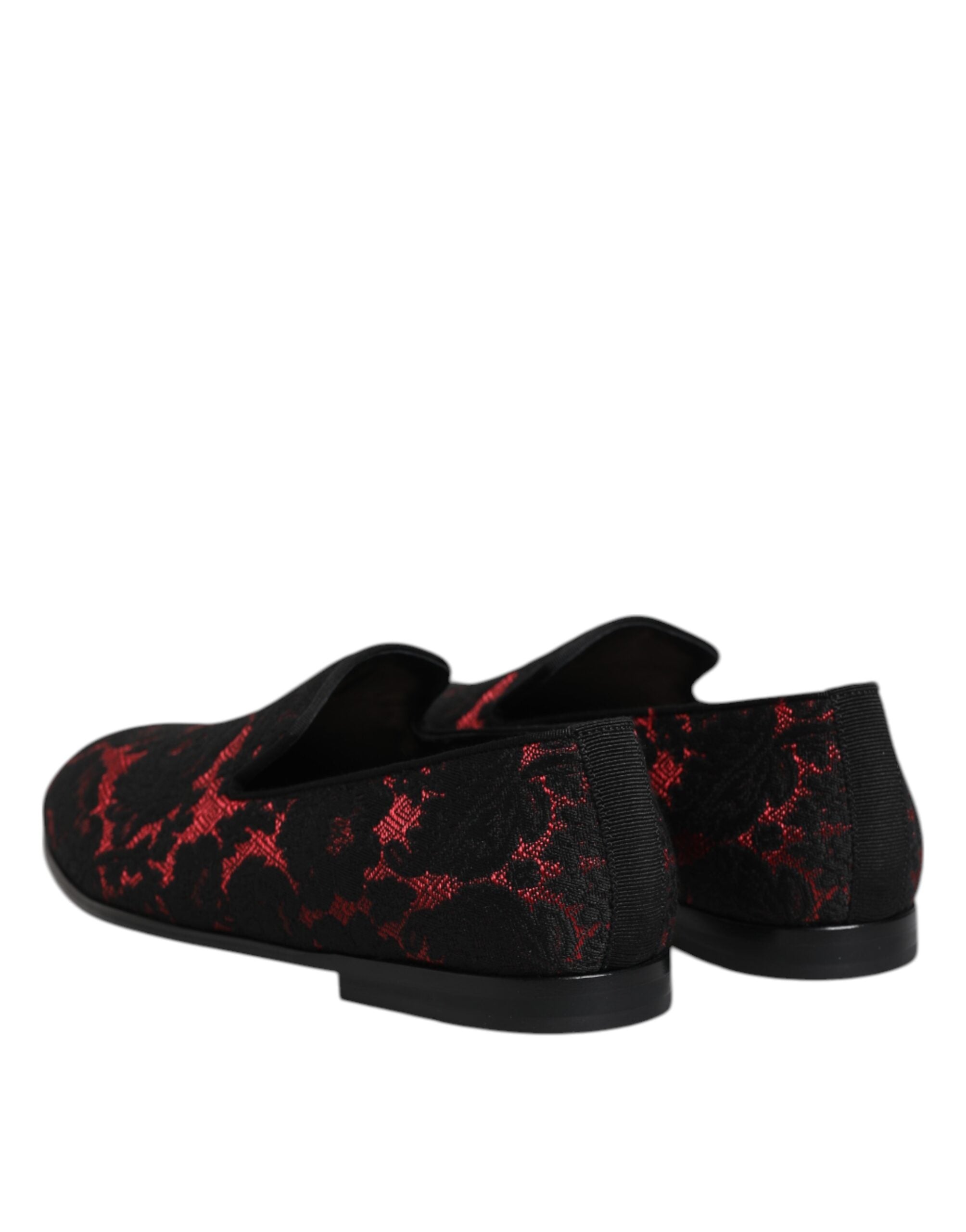 Red Black Jacquard Slip On Men Loafers Shoes - ventzia