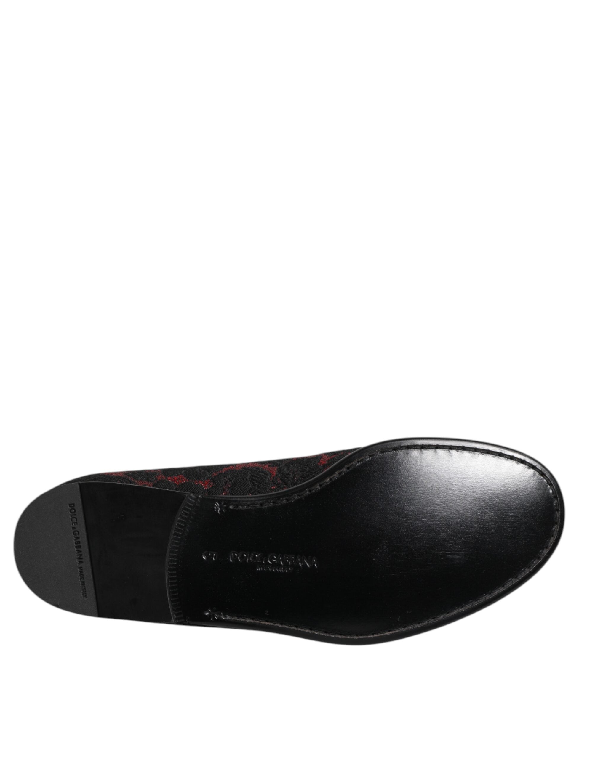 Red Black Jacquard Slip On Men Loafers Shoes - ventzia