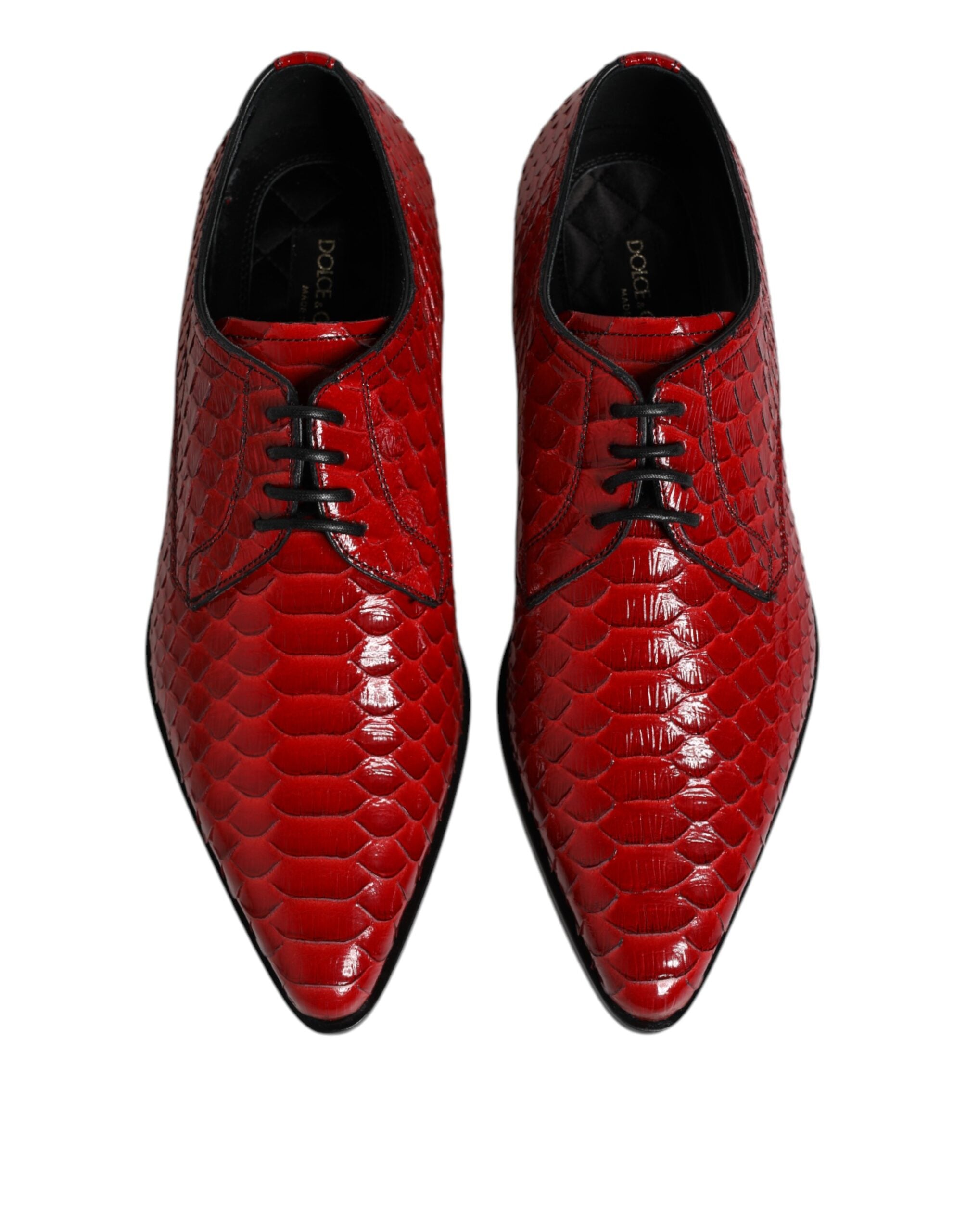 Red Exotic Leather Lace Up Dress Derby Shoes - ventzia