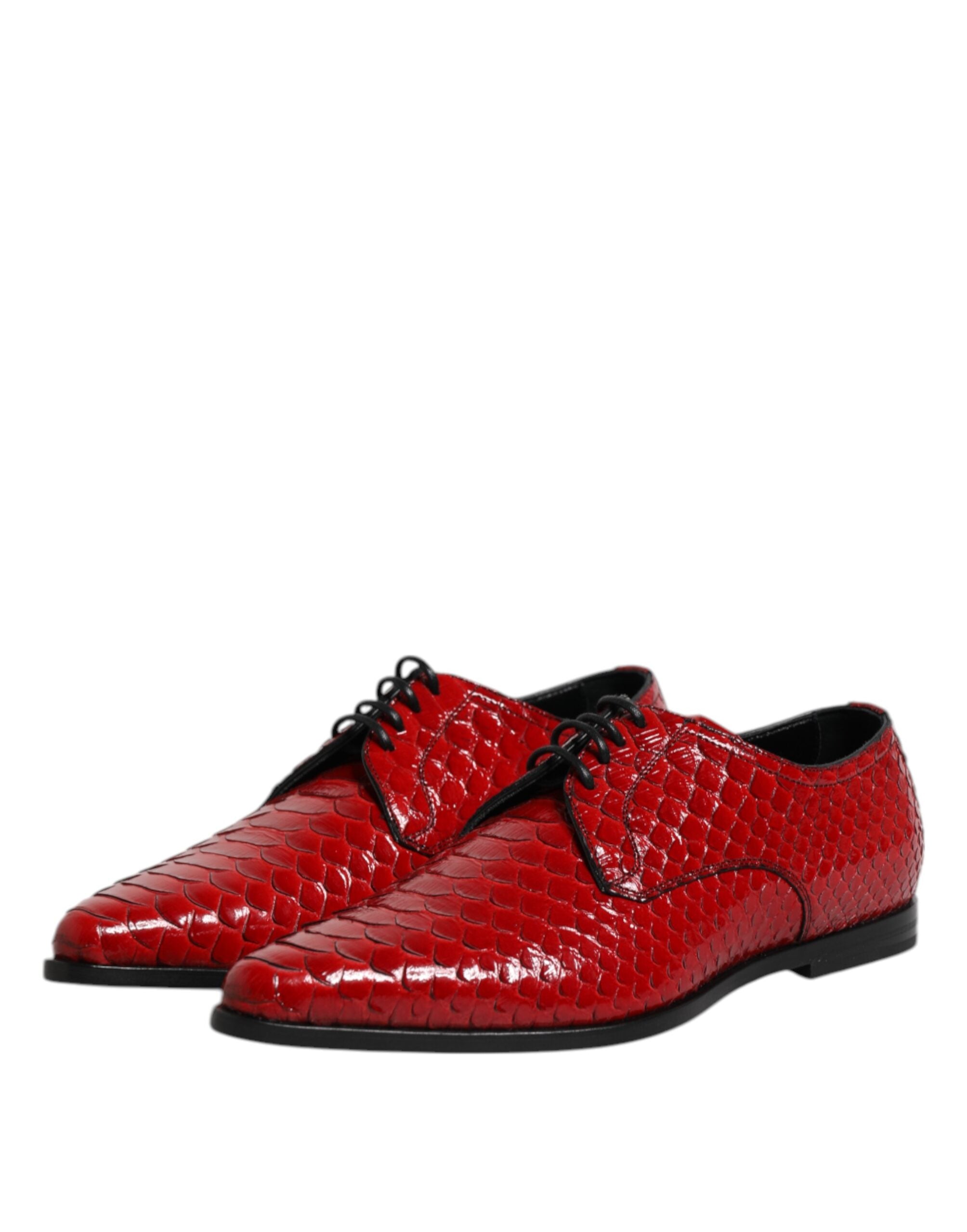 Red Exotic Leather Lace Up Dress Derby Shoes - ventzia