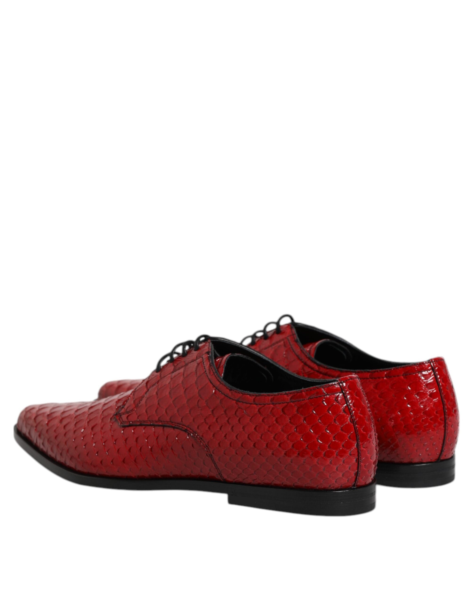 Red Exotic Leather Lace Up Dress Derby Shoes - ventzia