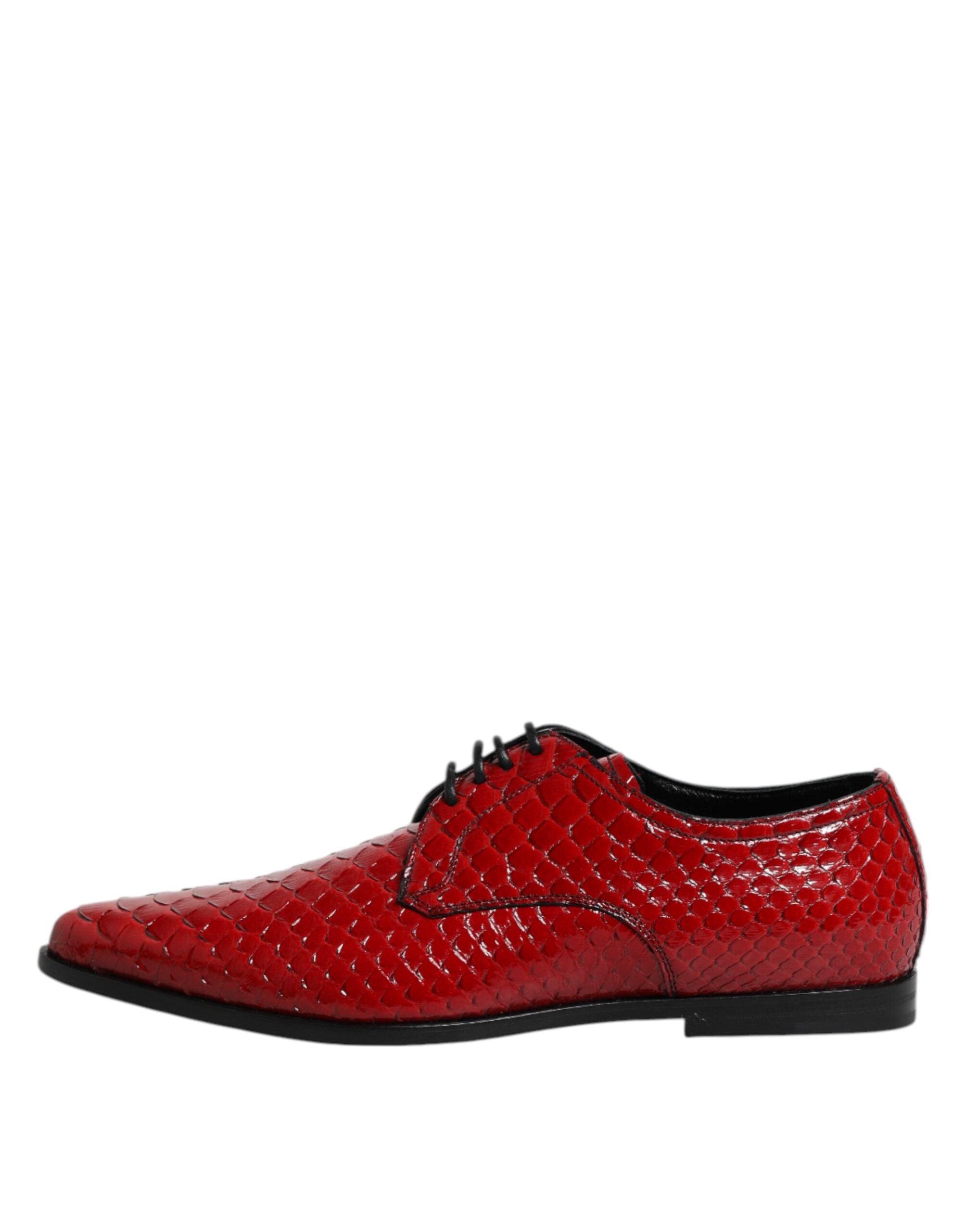Red Exotic Leather Lace Up Dress Derby Shoes - ventzia