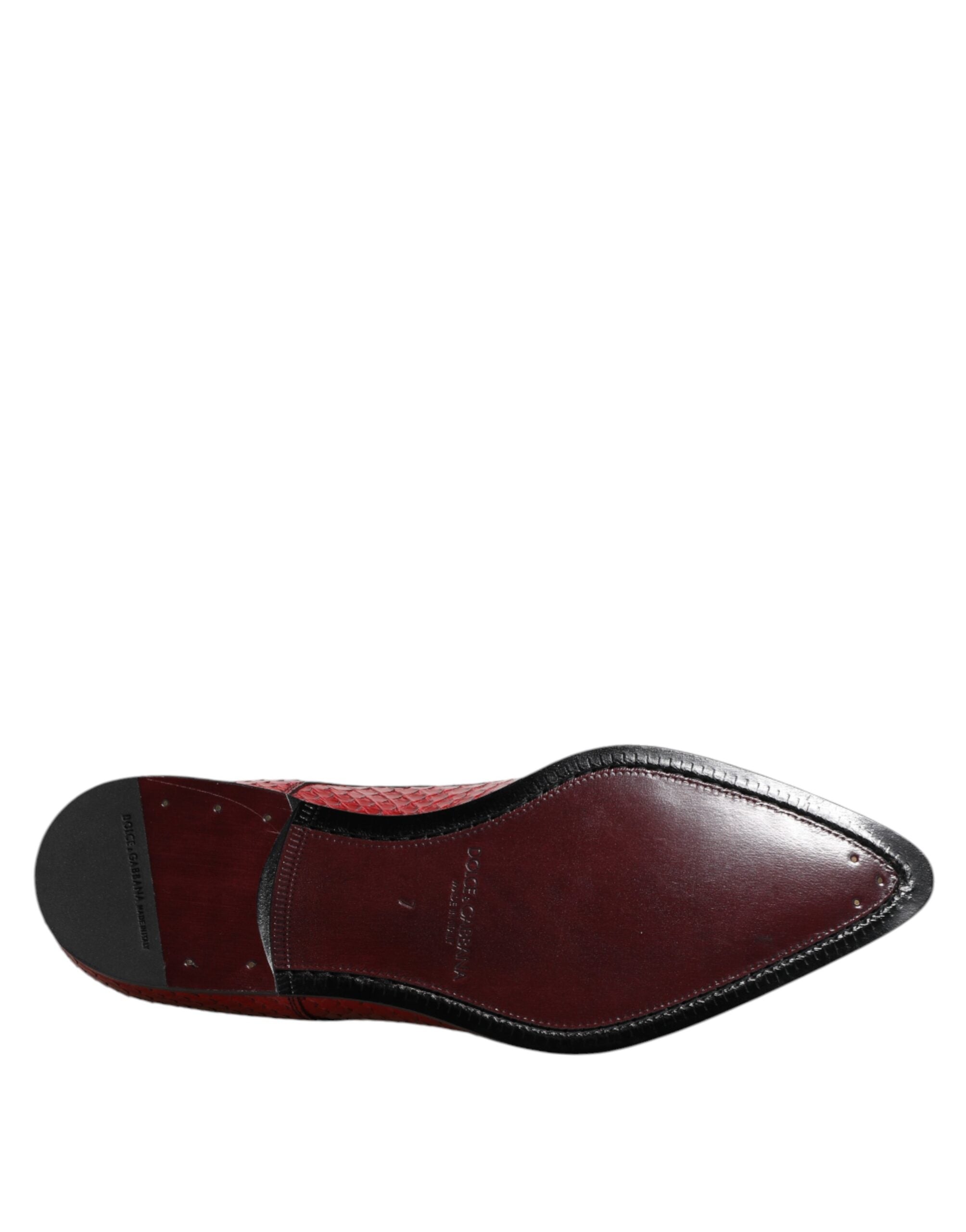 Red Exotic Leather Lace Up Dress Derby Shoes - ventzia