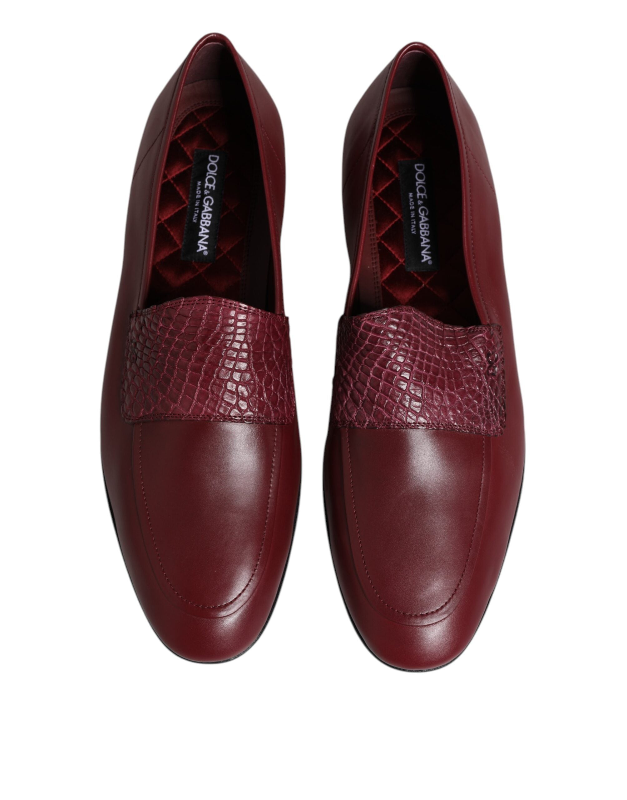 Burgundy Calfskin Leather Formal Slip On Shoes - ventzia