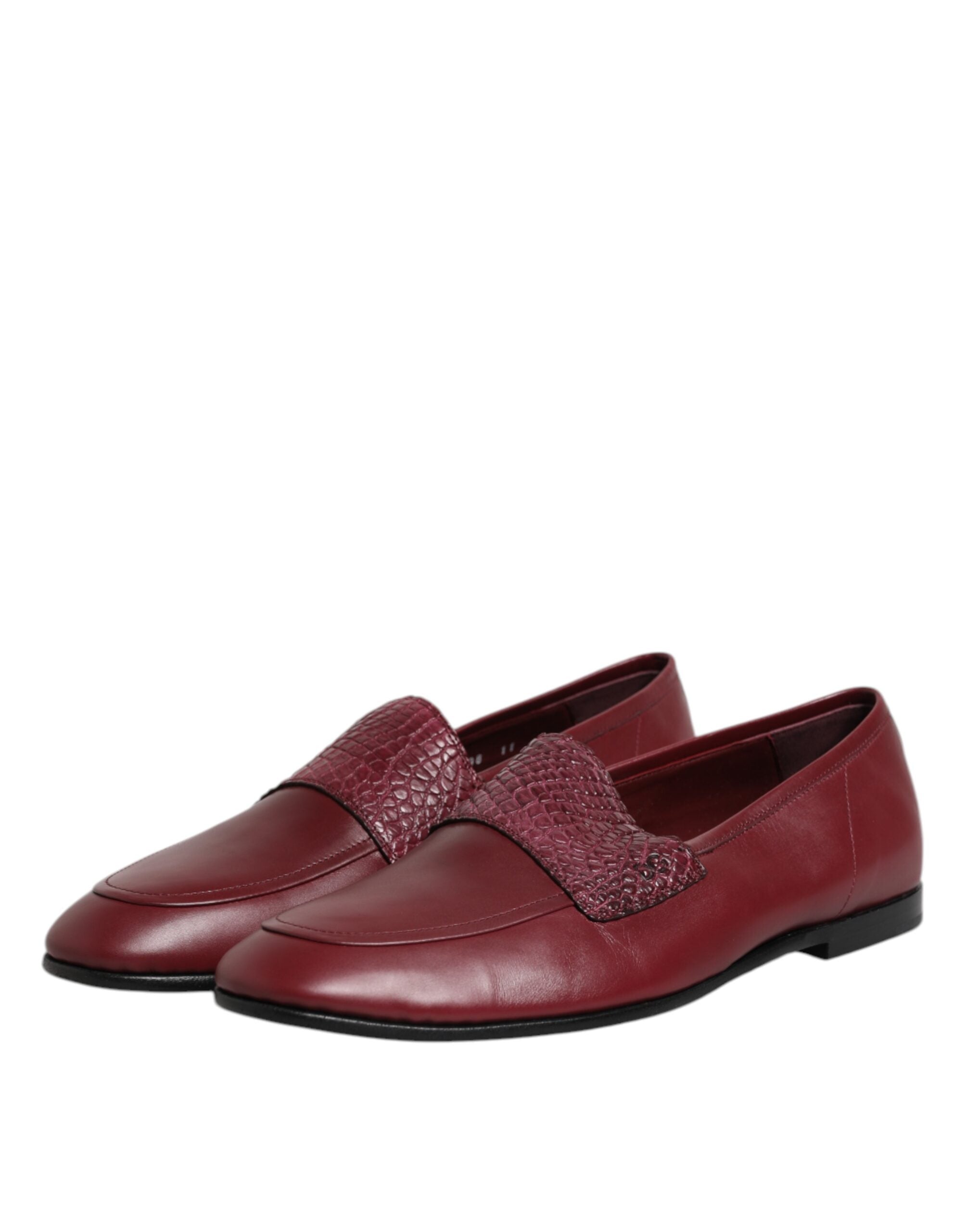 Burgundy Calfskin Leather Formal Slip On Shoes - ventzia