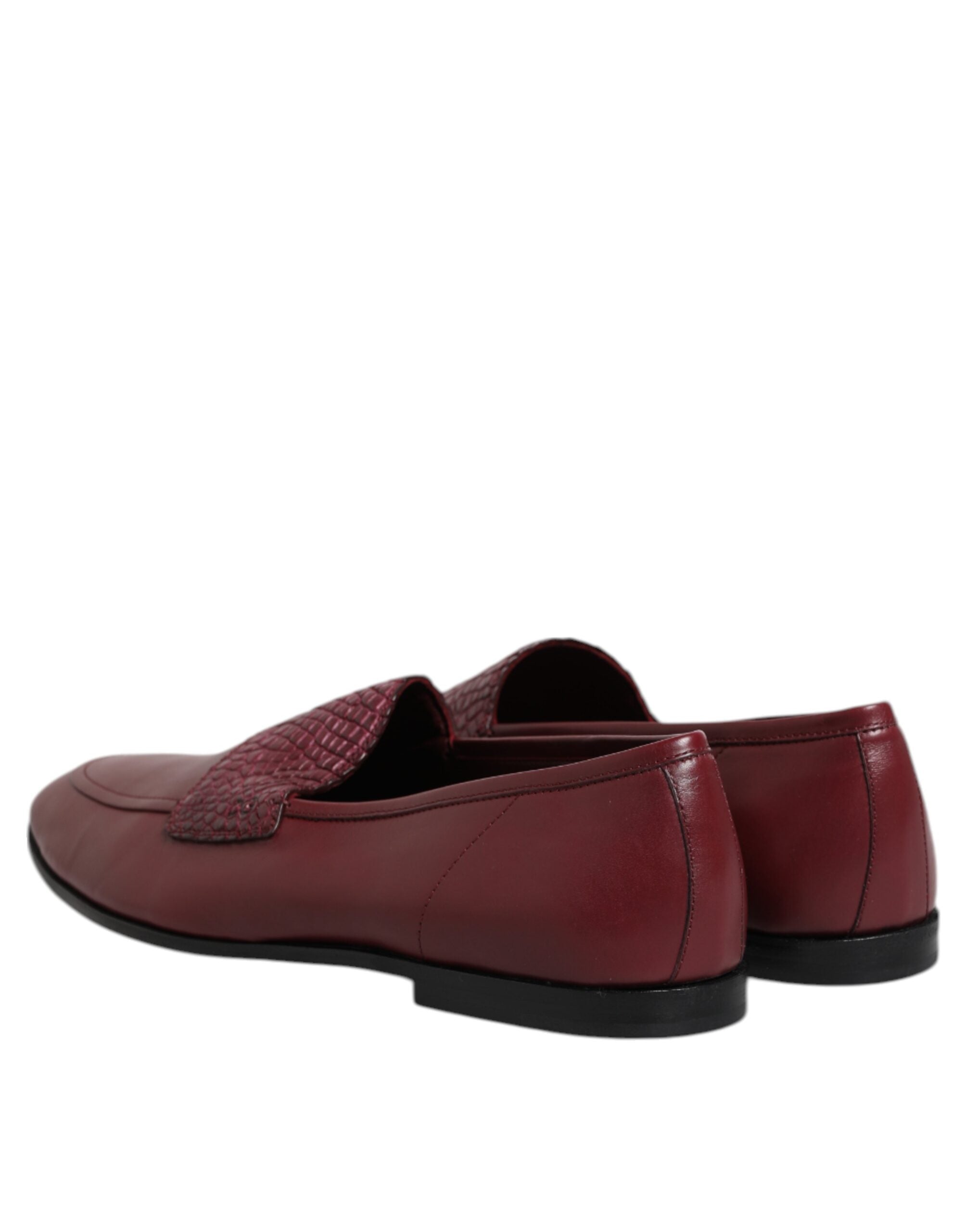 Burgundy Calfskin Leather Formal Slip On Shoes - ventzia