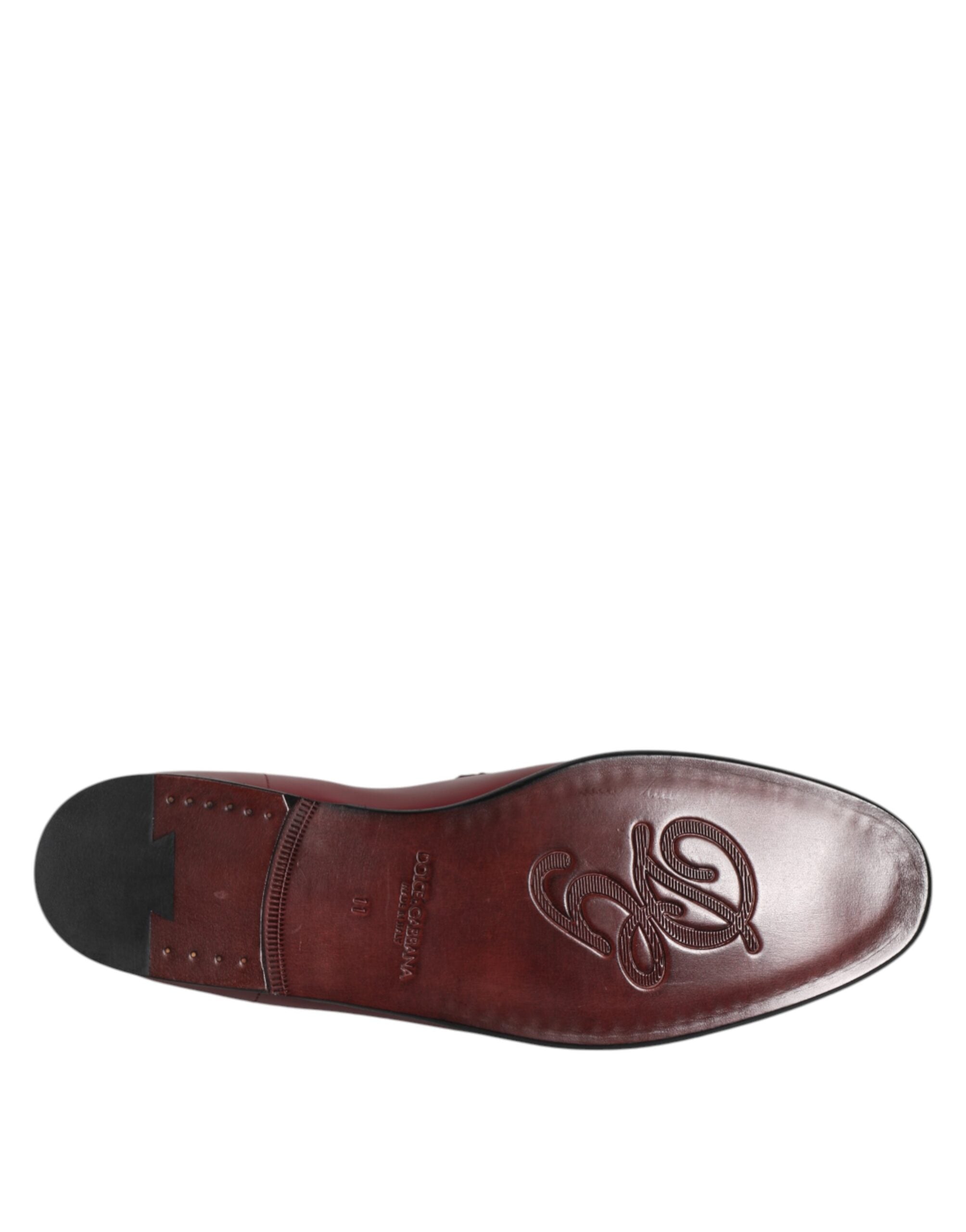 Burgundy Calfskin Leather Formal Slip On Shoes - ventzia