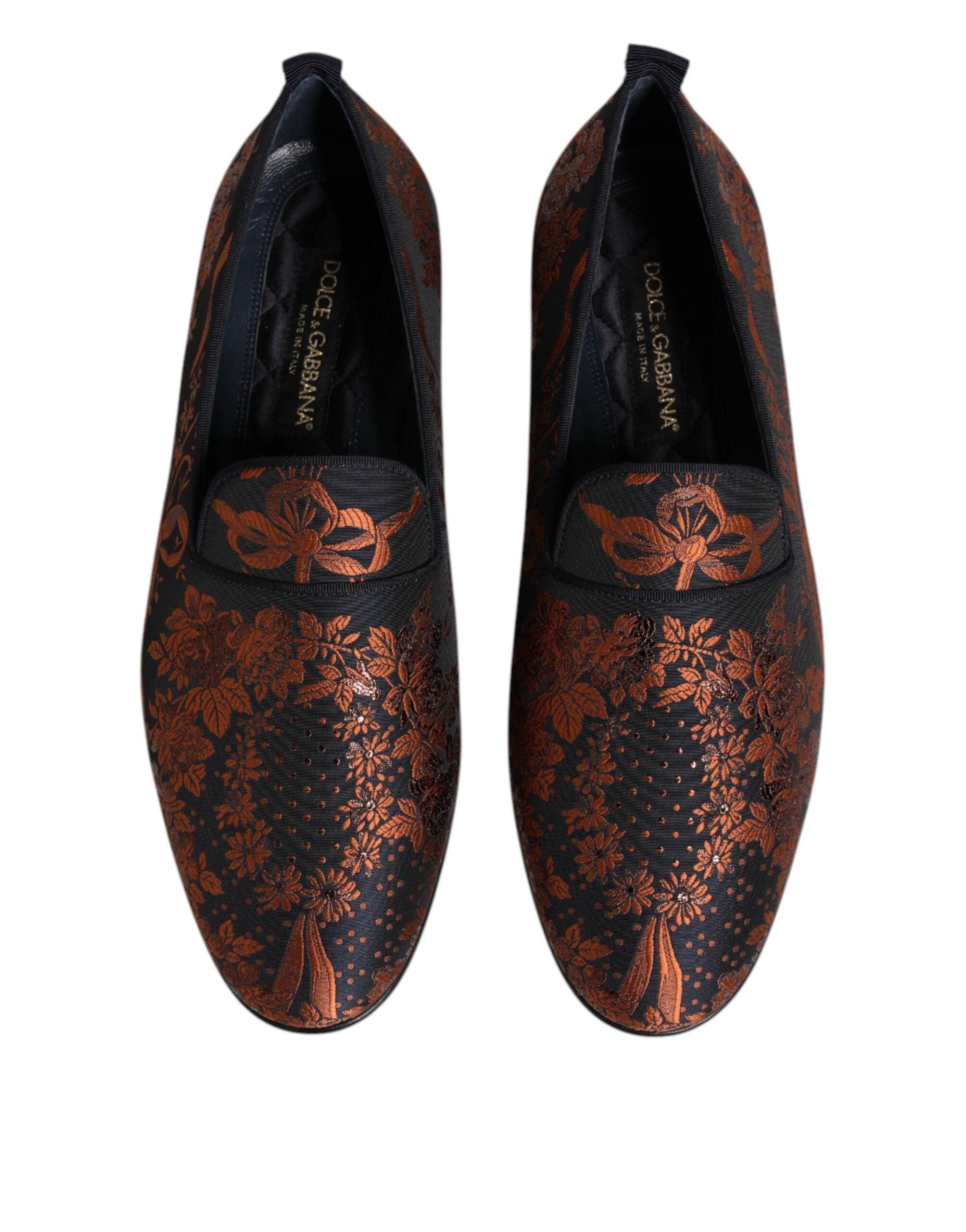 Black Jacquard Polyester Slip On Loafers Shoes - ventzia