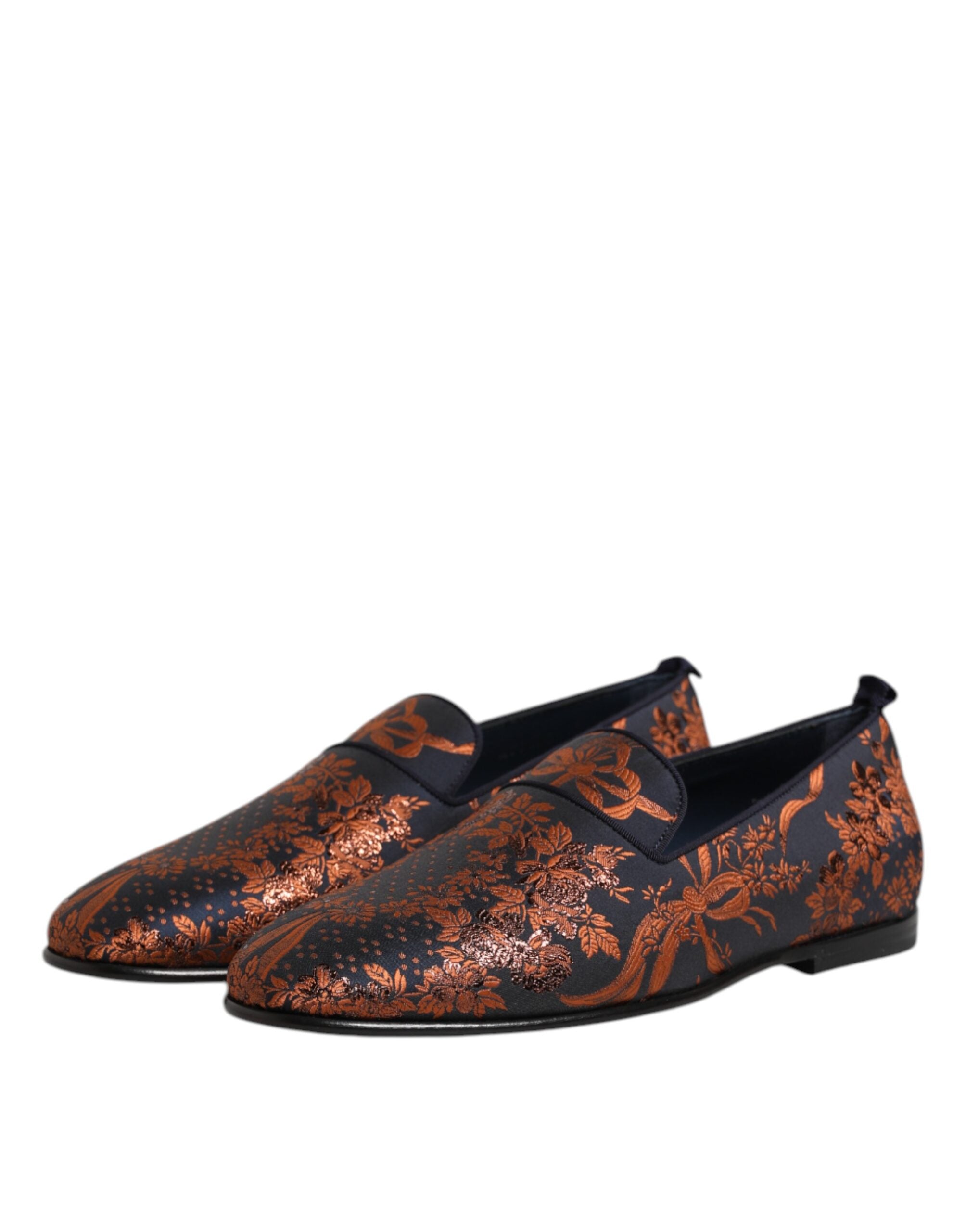 Black Jacquard Polyester Slip On Loafers Shoes - ventzia