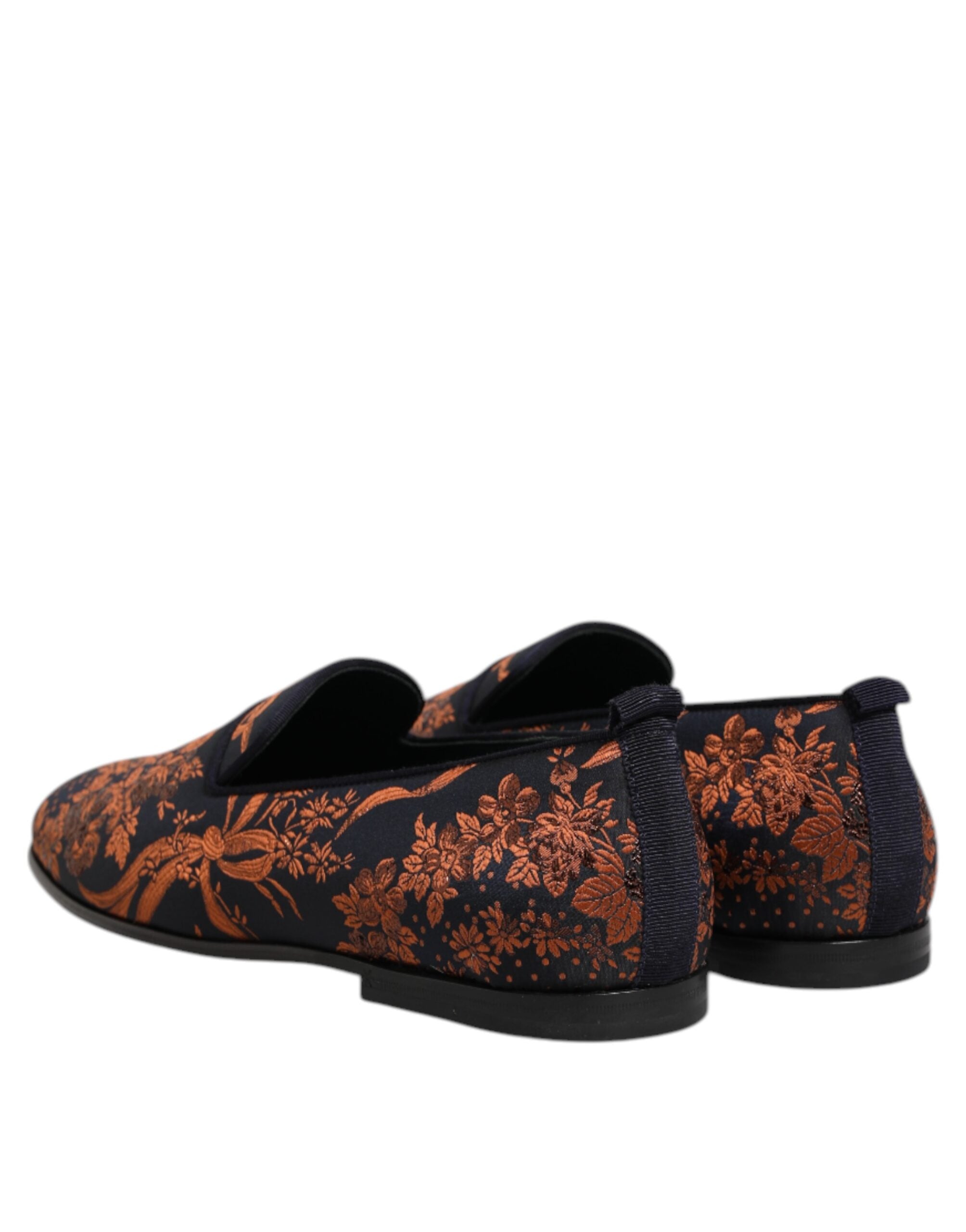 Black Jacquard Polyester Slip On Loafers Shoes - ventzia
