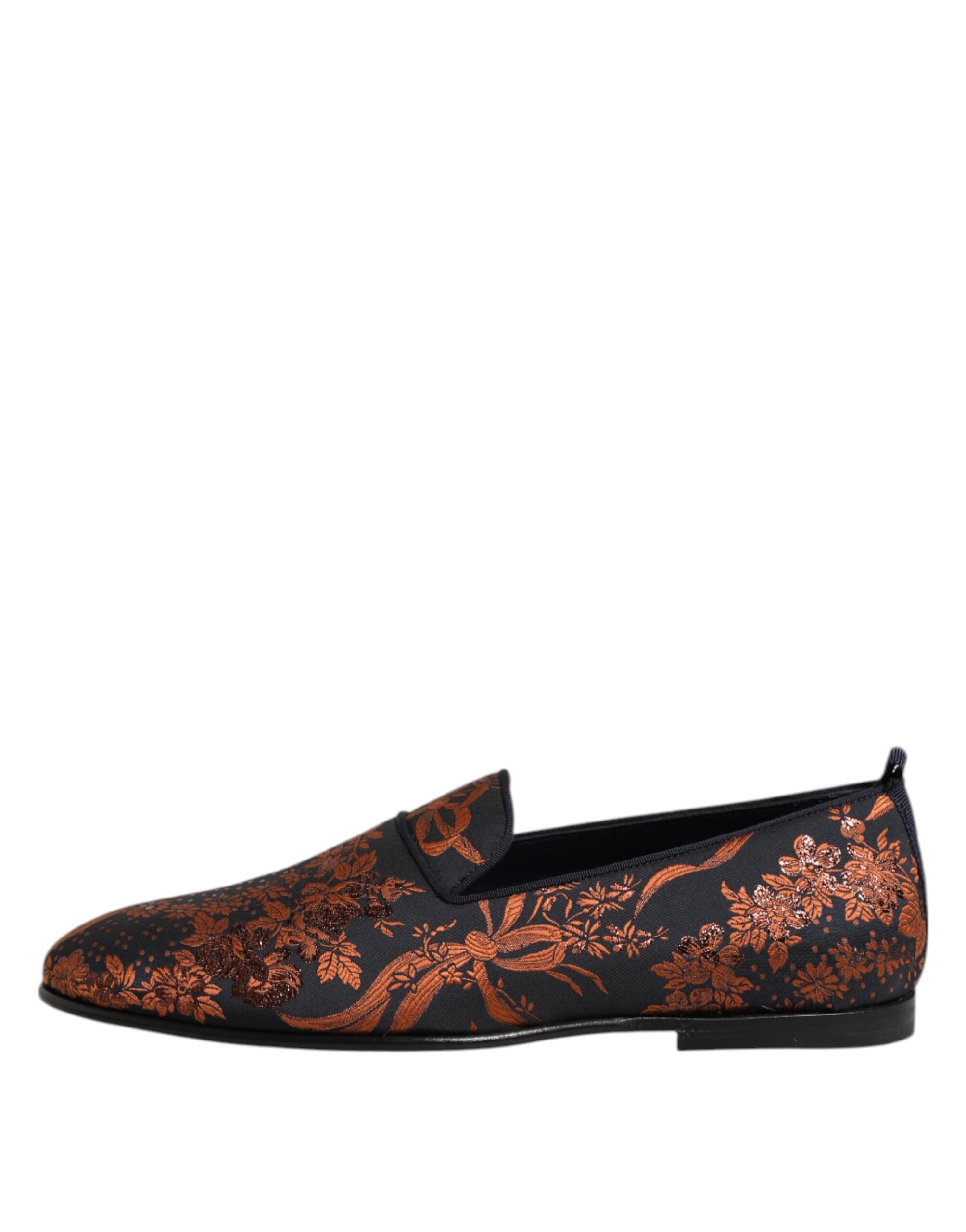 Black Jacquard Polyester Slip On Loafers Shoes - ventzia