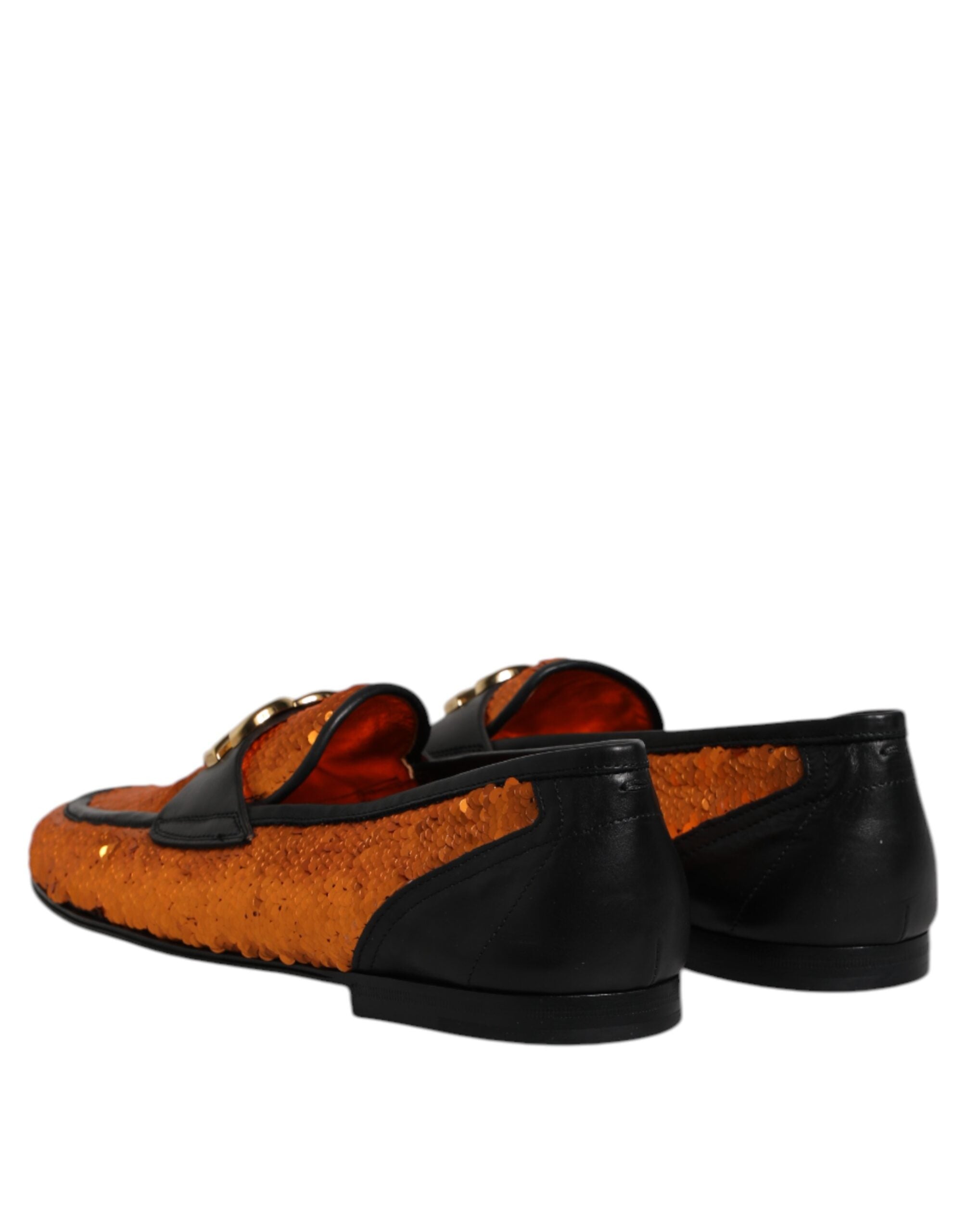 Orange Sequin Embellished Men Loafers Shoes - ventzia