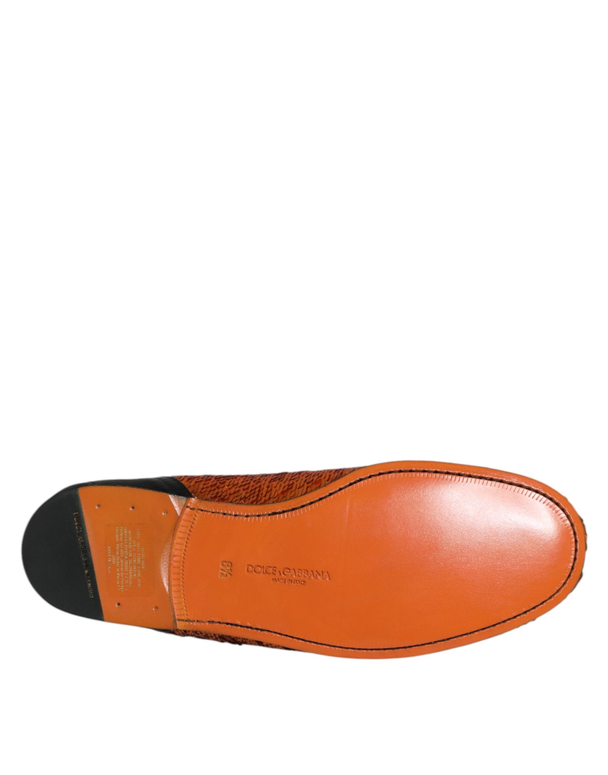 Orange Sequin Embellished Men Loafers Shoes - ventzia