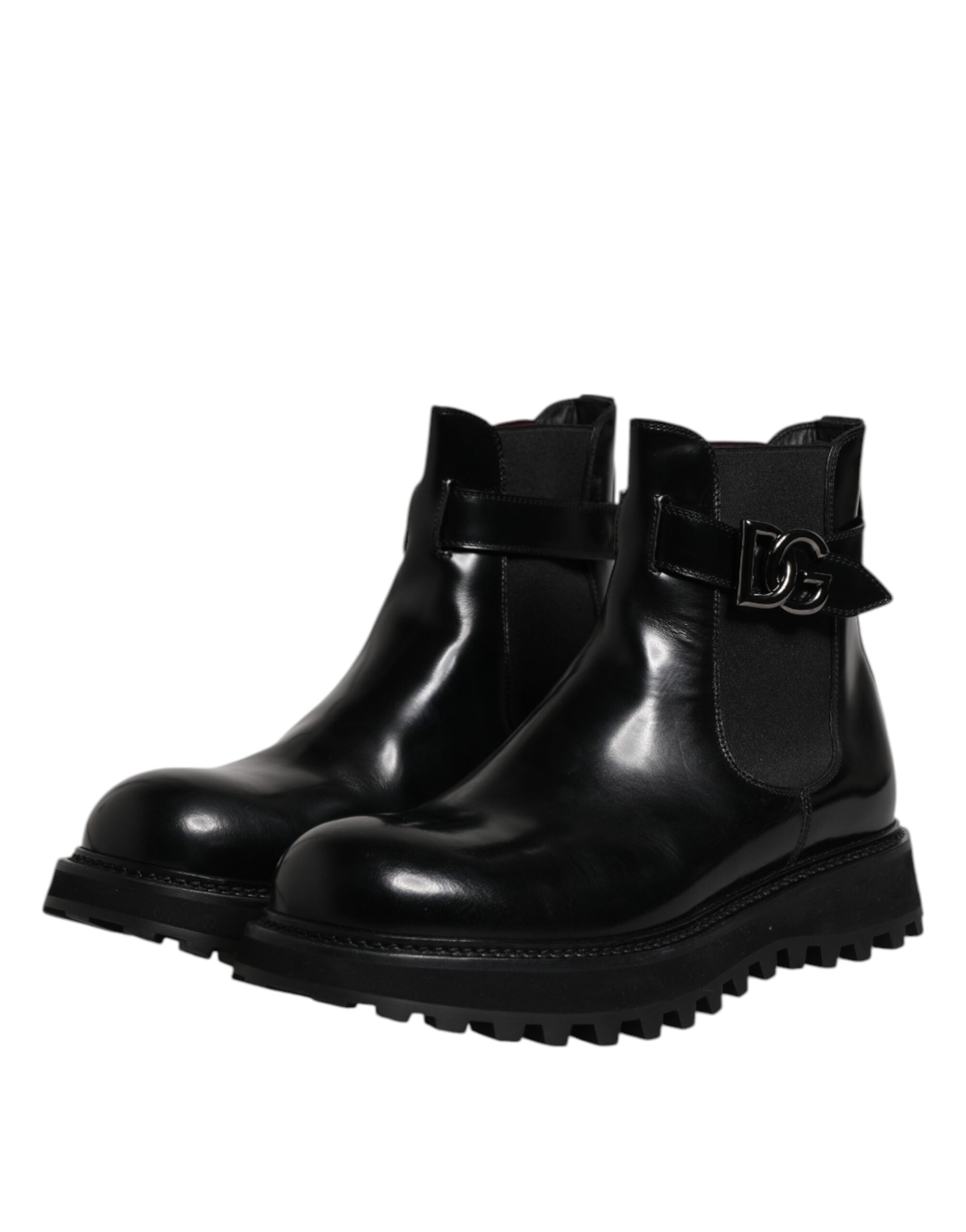 Black Belted DG Logo Men Chelsea Boots Shoes - ventzia
