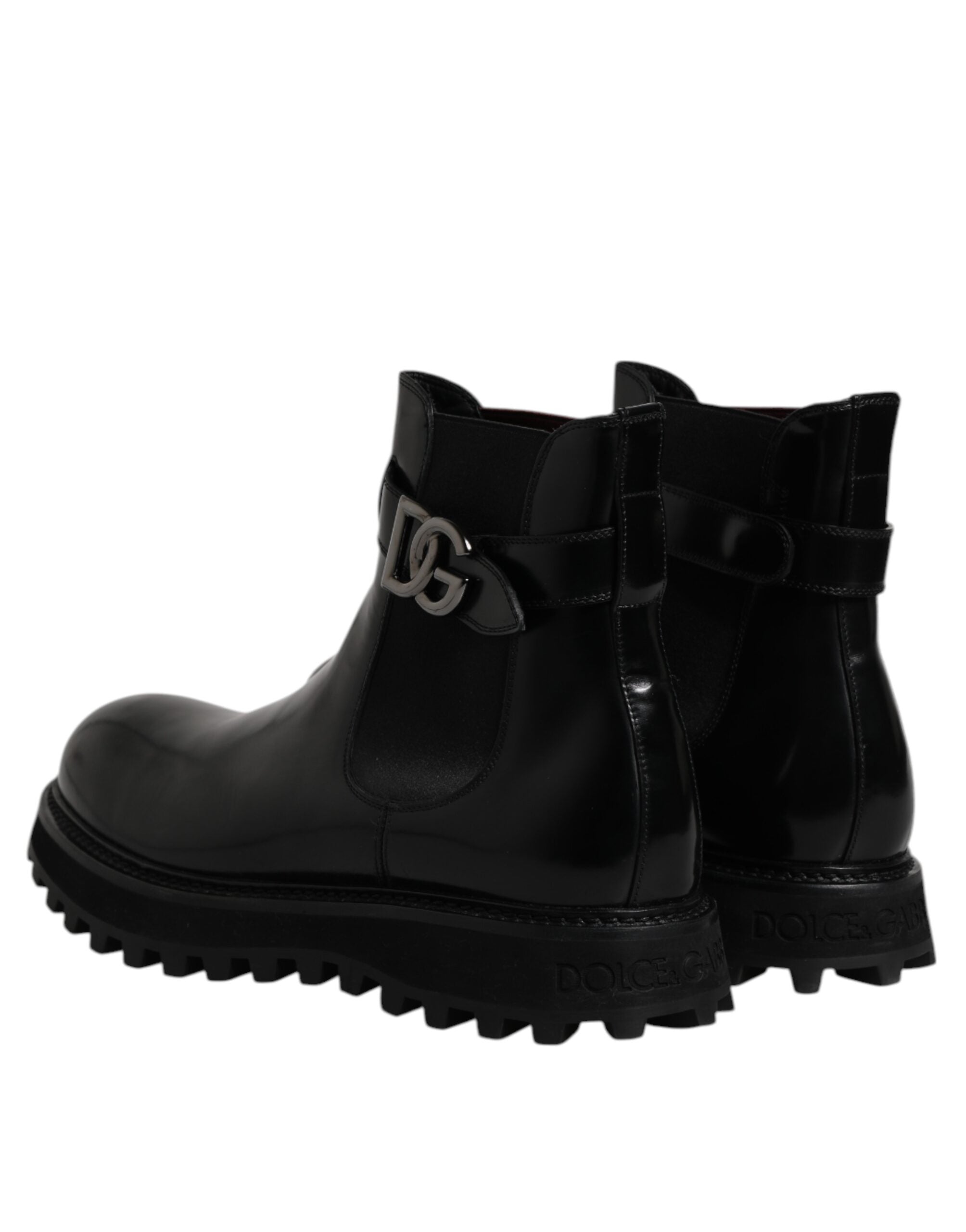 Black Belted DG Logo Men Chelsea Boots Shoes - ventzia
