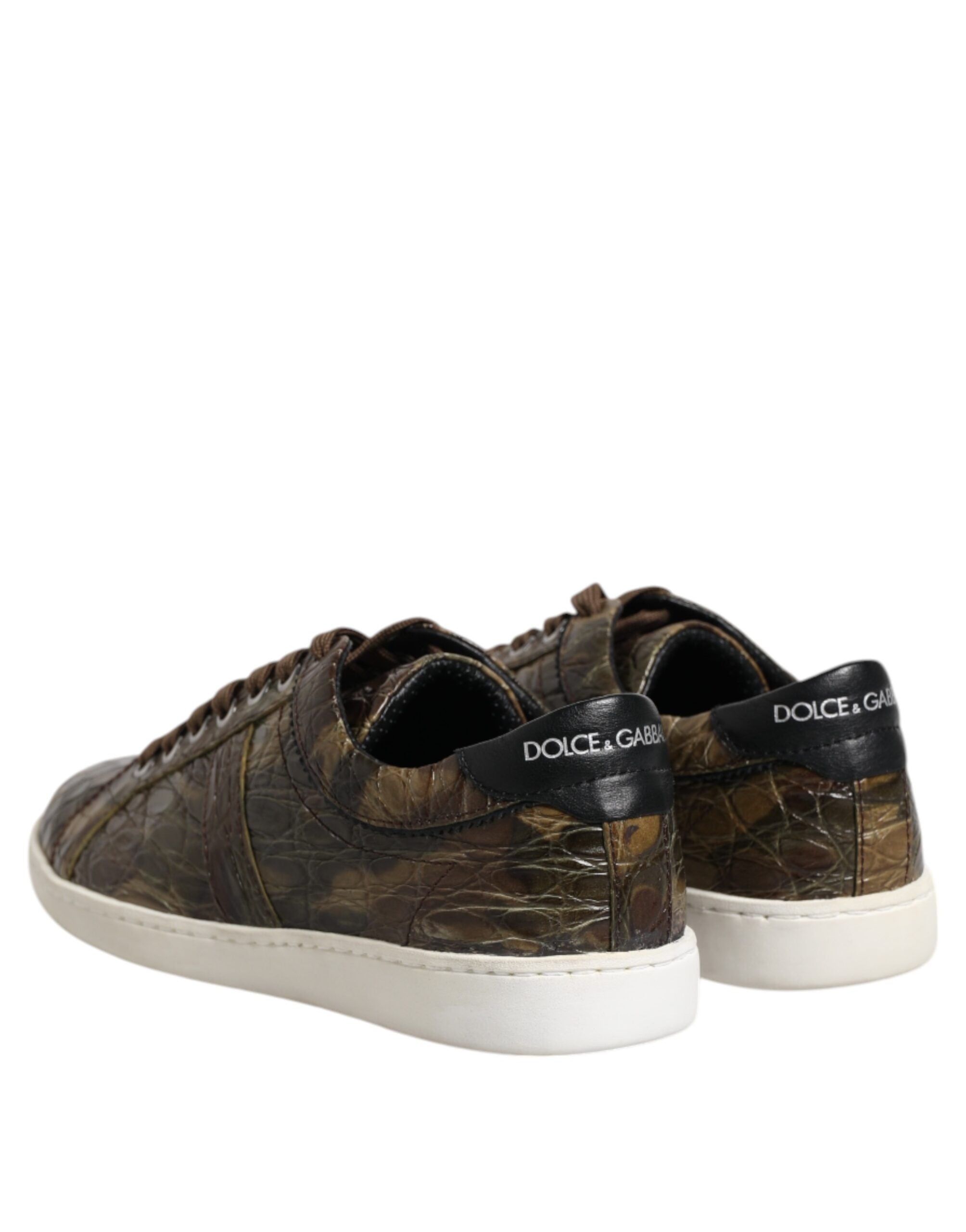 Brown Exotic Leather Low Top Sneakers Shoes - ventzia