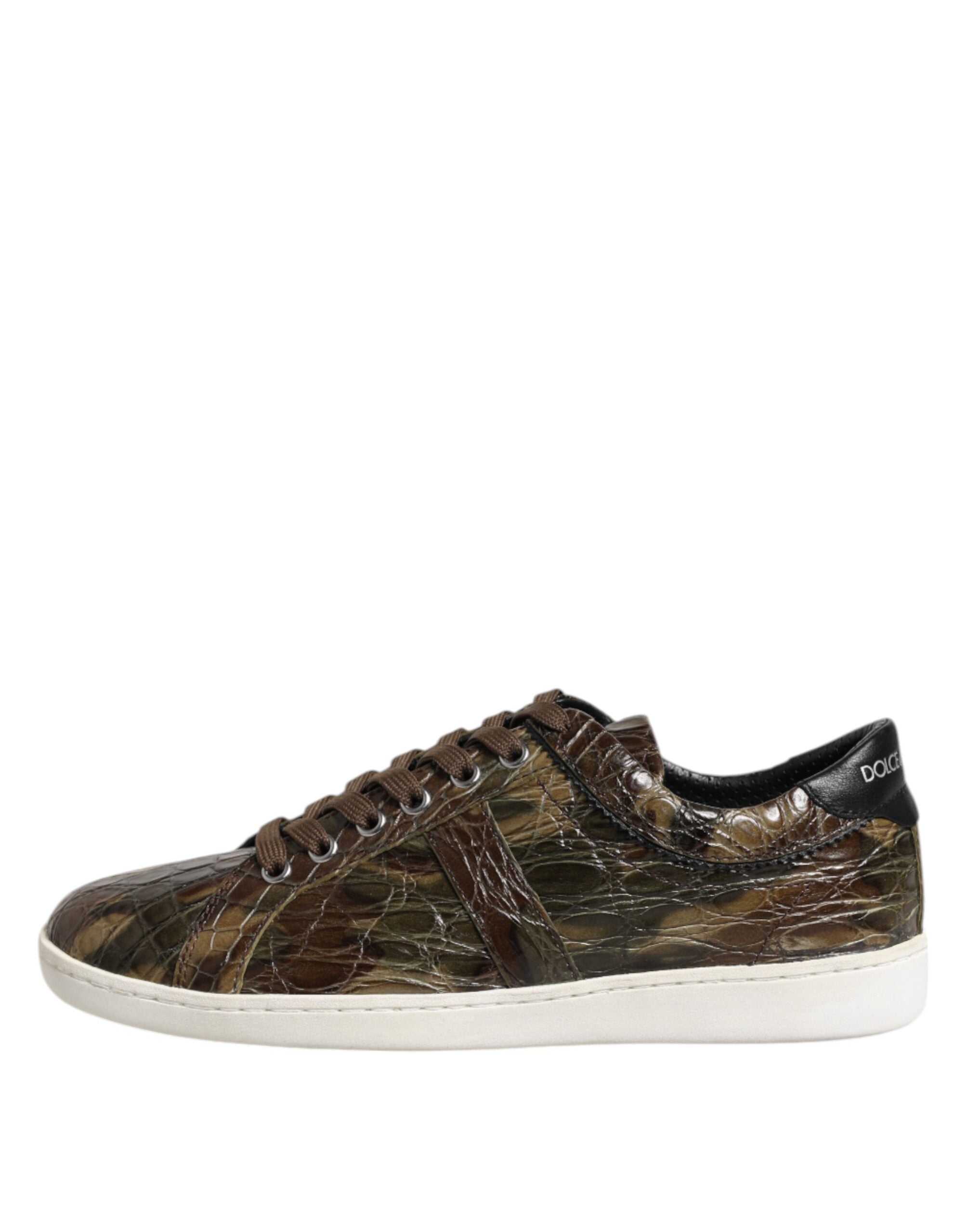 Brown Exotic Leather Low Top Sneakers Shoes - ventzia