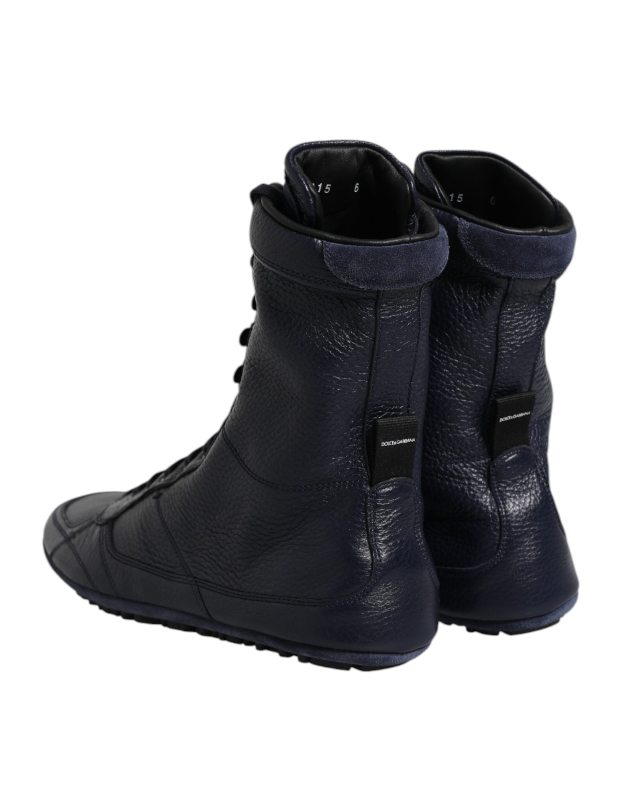 Dark Blue Leather KING High Top Sneakers Shoes - ventzia
