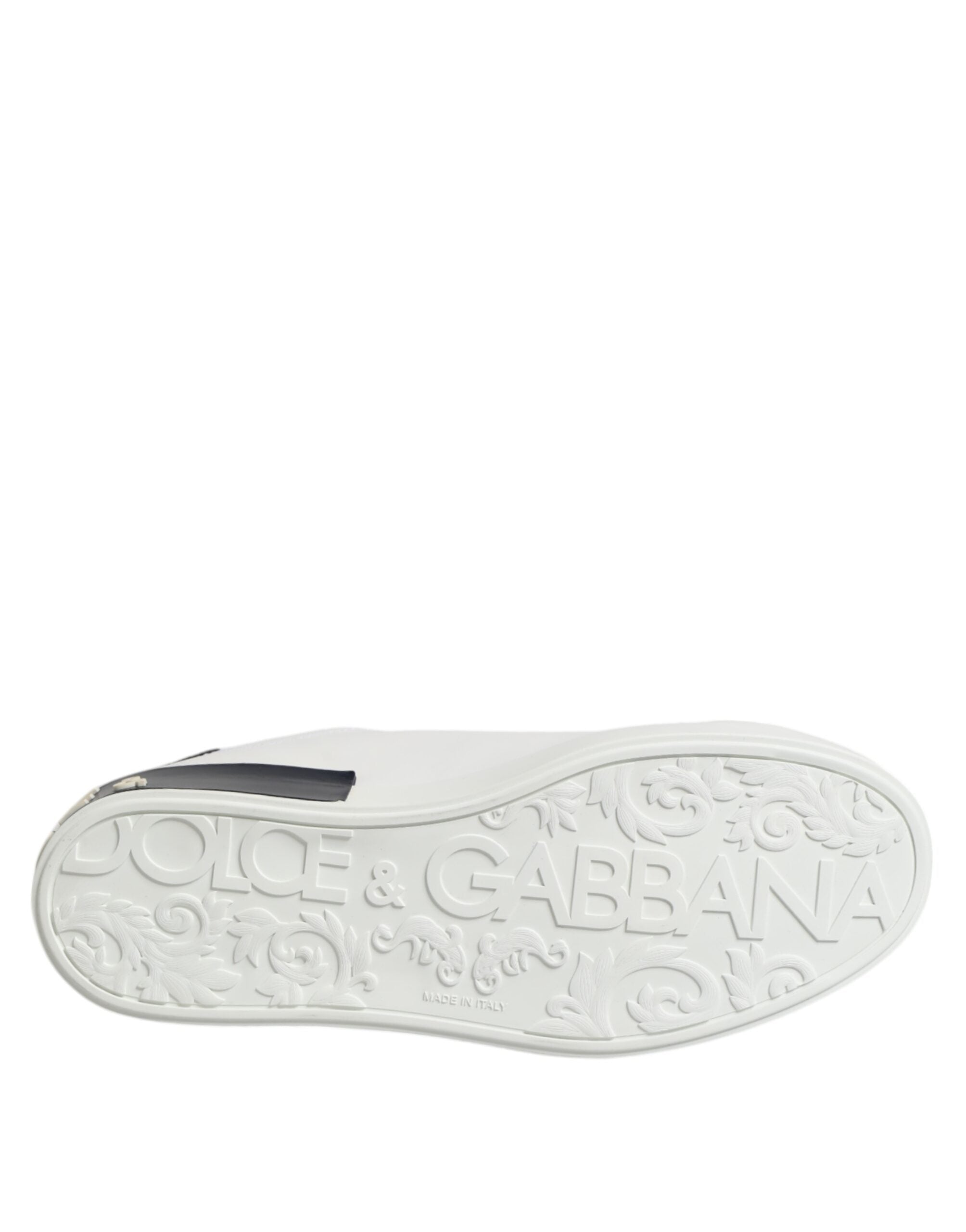 White Black Leather Portofino Sneaker Shoes - ventzia
