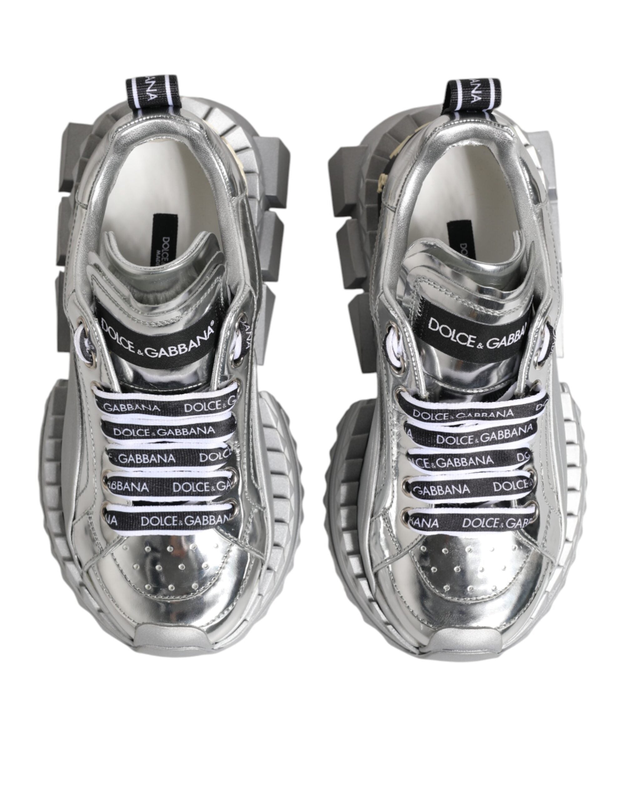 Silver Leather Super Queen Sneakers Shoes - ventzia