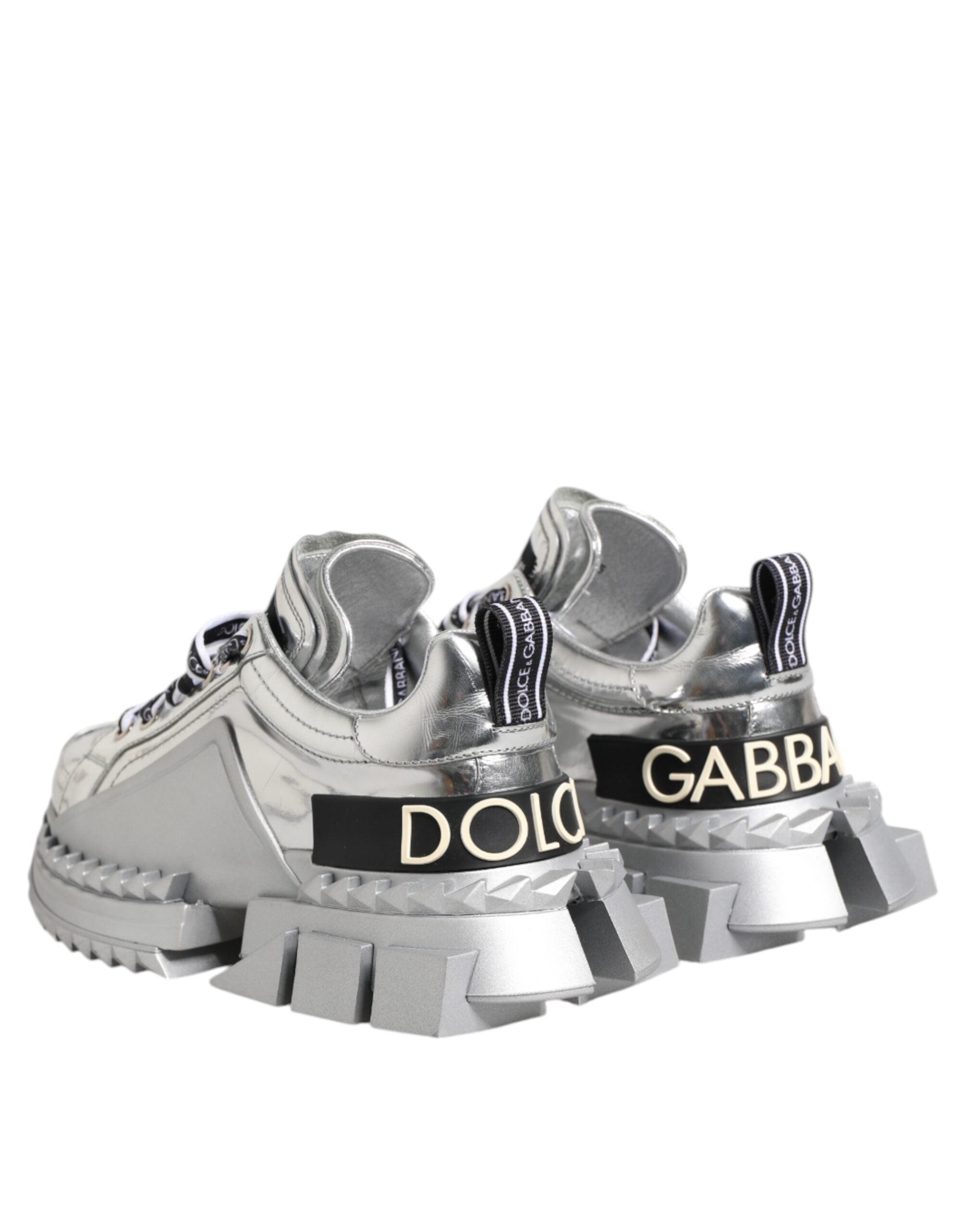 Silver Leather Super Queen Sneakers Shoes - ventzia