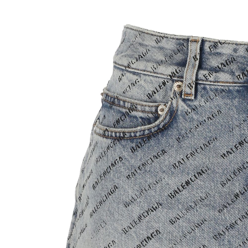 Logo Print Denim Skirt - ventzia