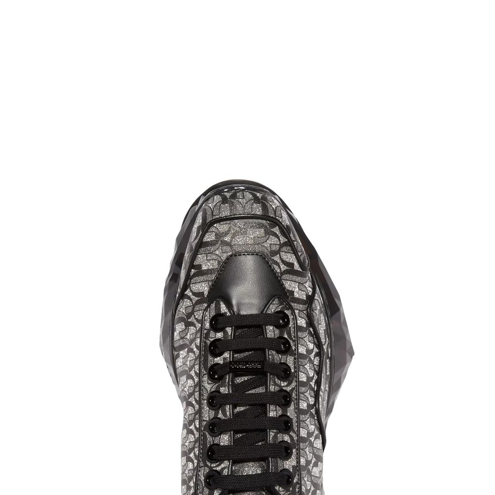 Diamond JC Monogram Glitter Leather Sneakers - ventzia