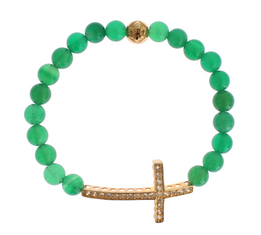 Elegant Green Jade Bead & Gold Plated Bracelet - ventzia