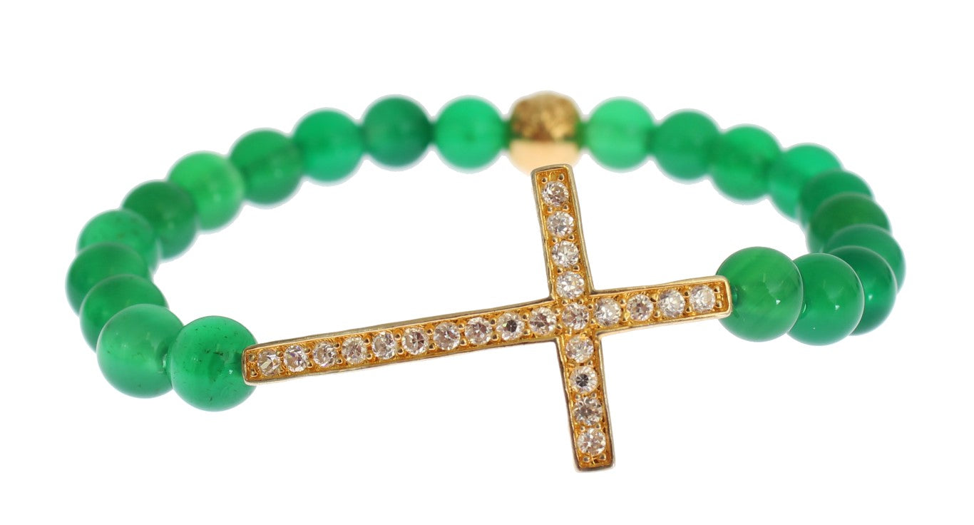 Elegant Green Jade Bead & Gold Plated Bracelet - ventzia