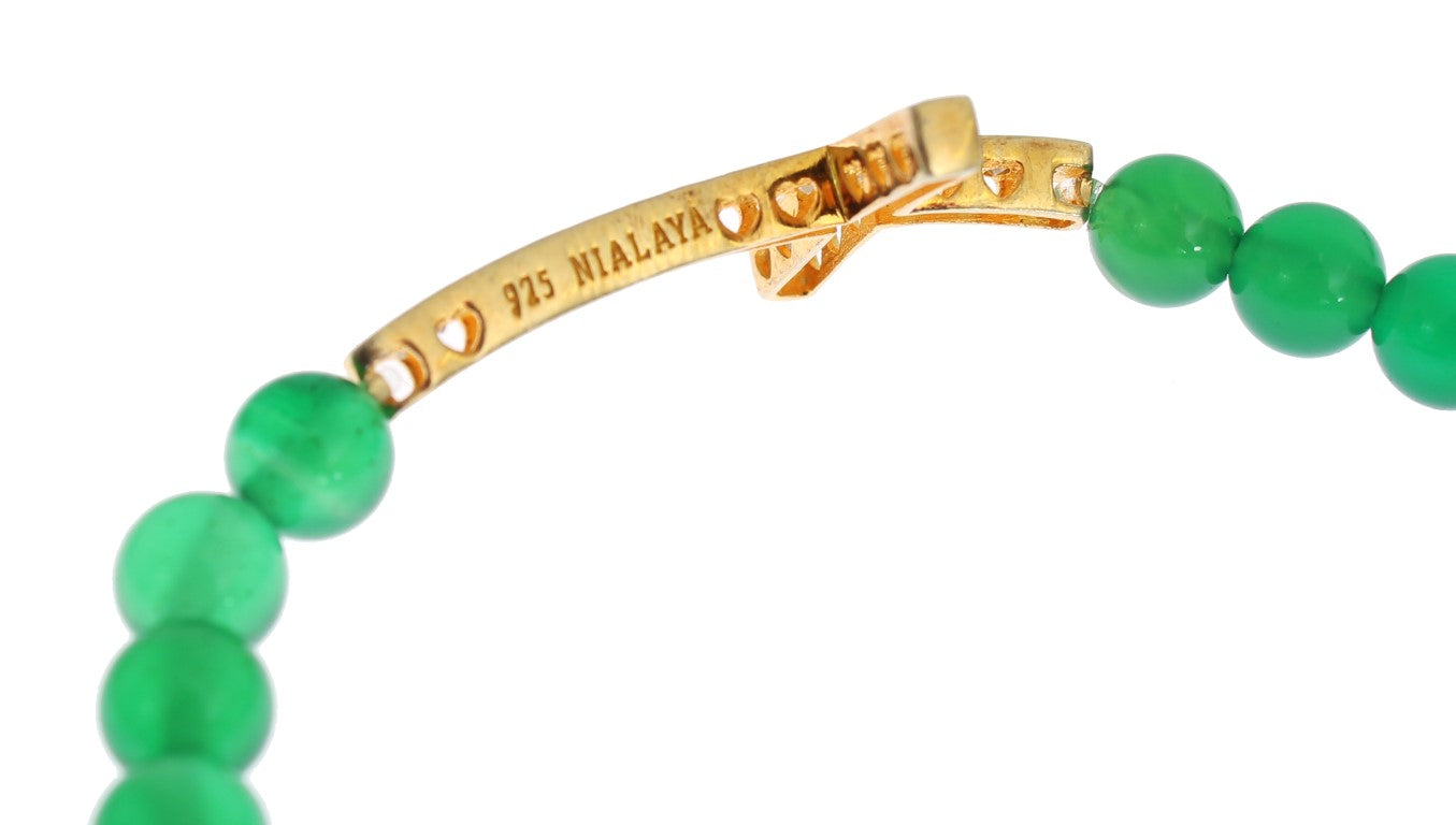 Elegant Green Jade Bead & Gold Plated Bracelet - ventzia