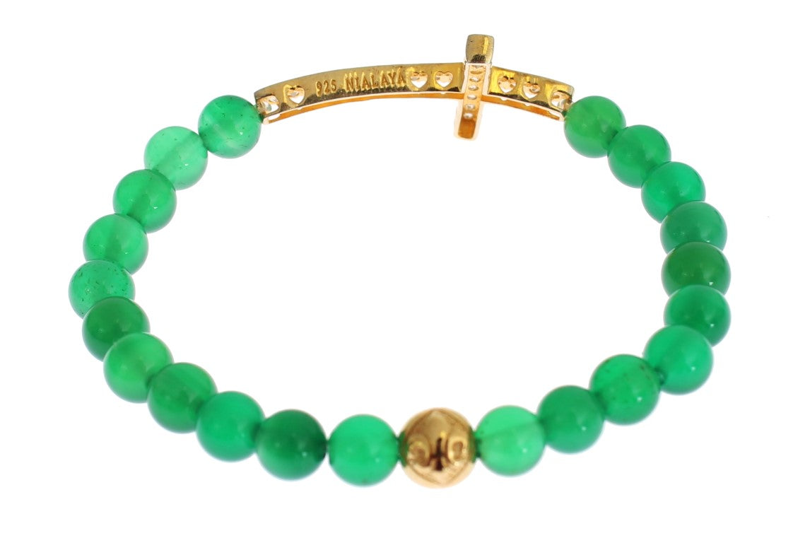 Elegant Green Jade Bead & Gold Plated Bracelet - ventzia