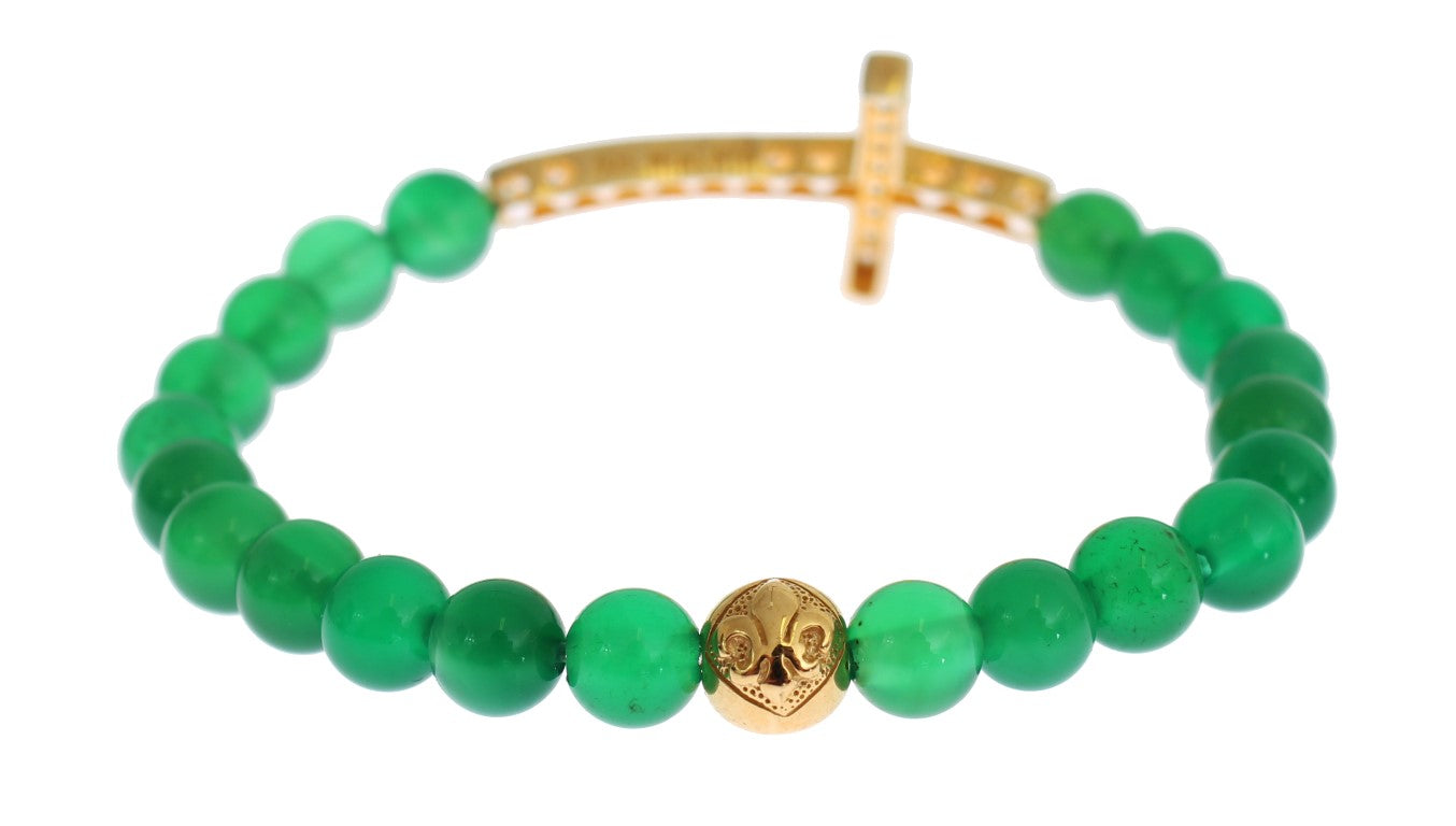 Elegant Green Jade Bead & Gold Plated Bracelet - ventzia