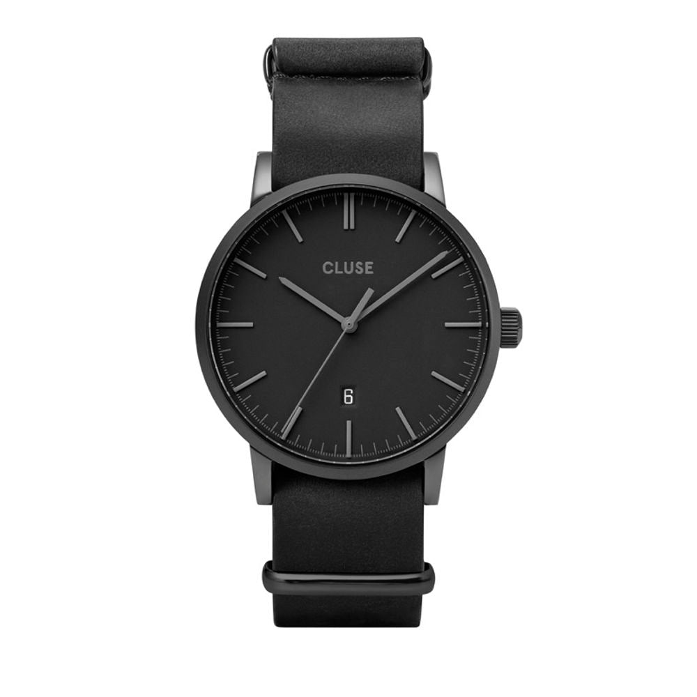 Black Leather Dress Watch - ventzia